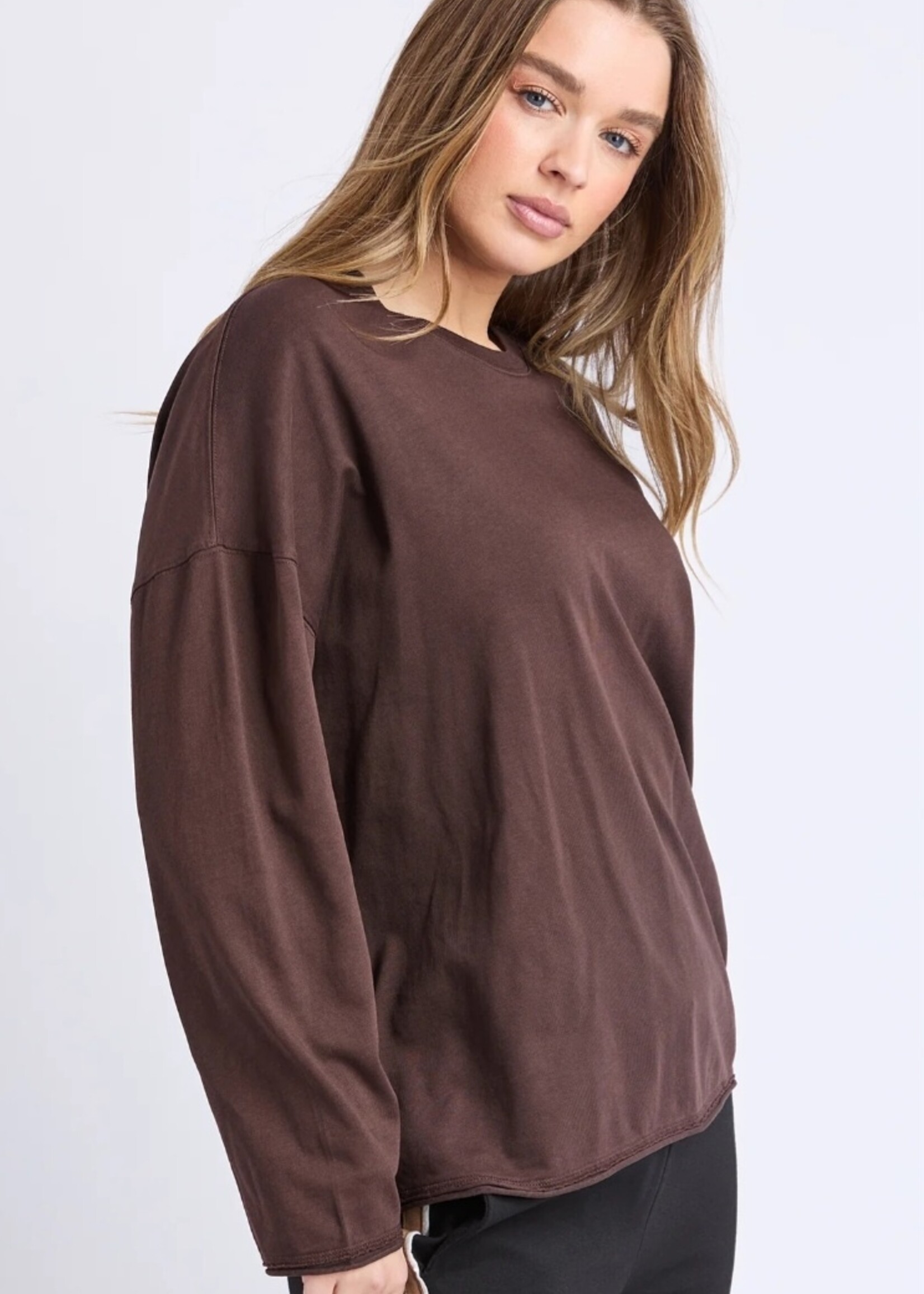 Foxwood Knock Off LS Tee _ Coffee