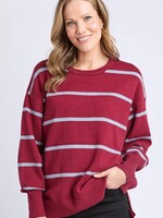 Elm Lifestyle Charli Stripe Knit - Maroon