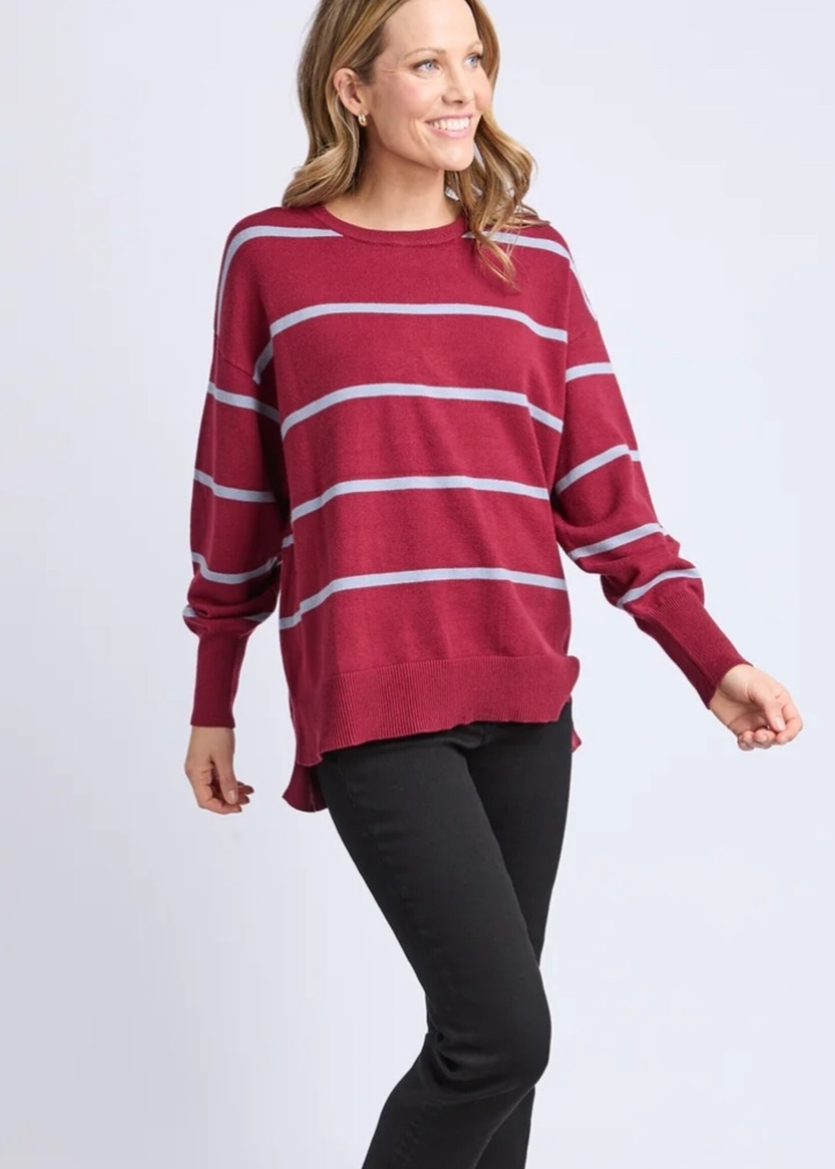 Elm Lifestyle Charli Stripe Knit - Maroon