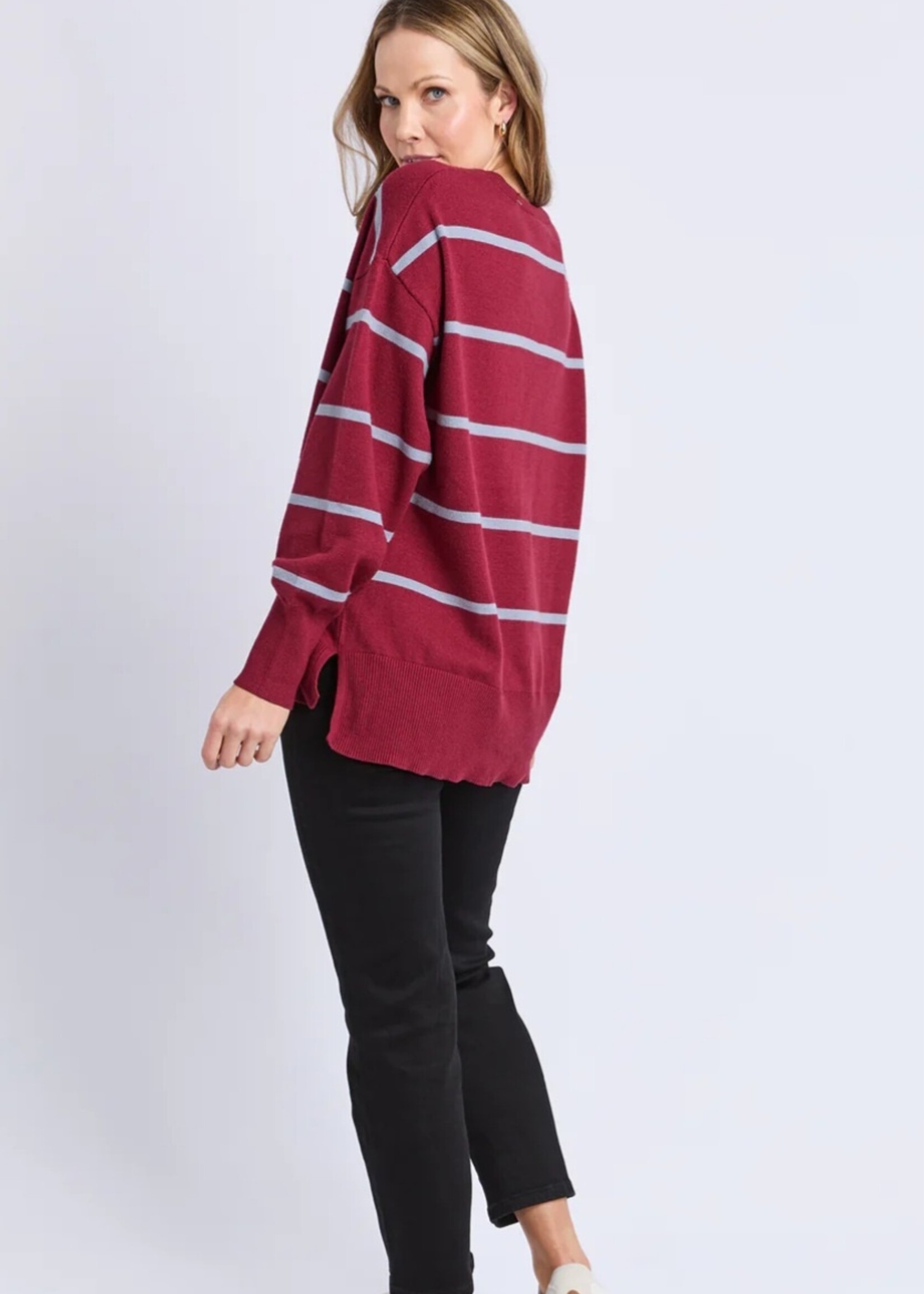 Elm Lifestyle Charli Stripe Knit - Maroon