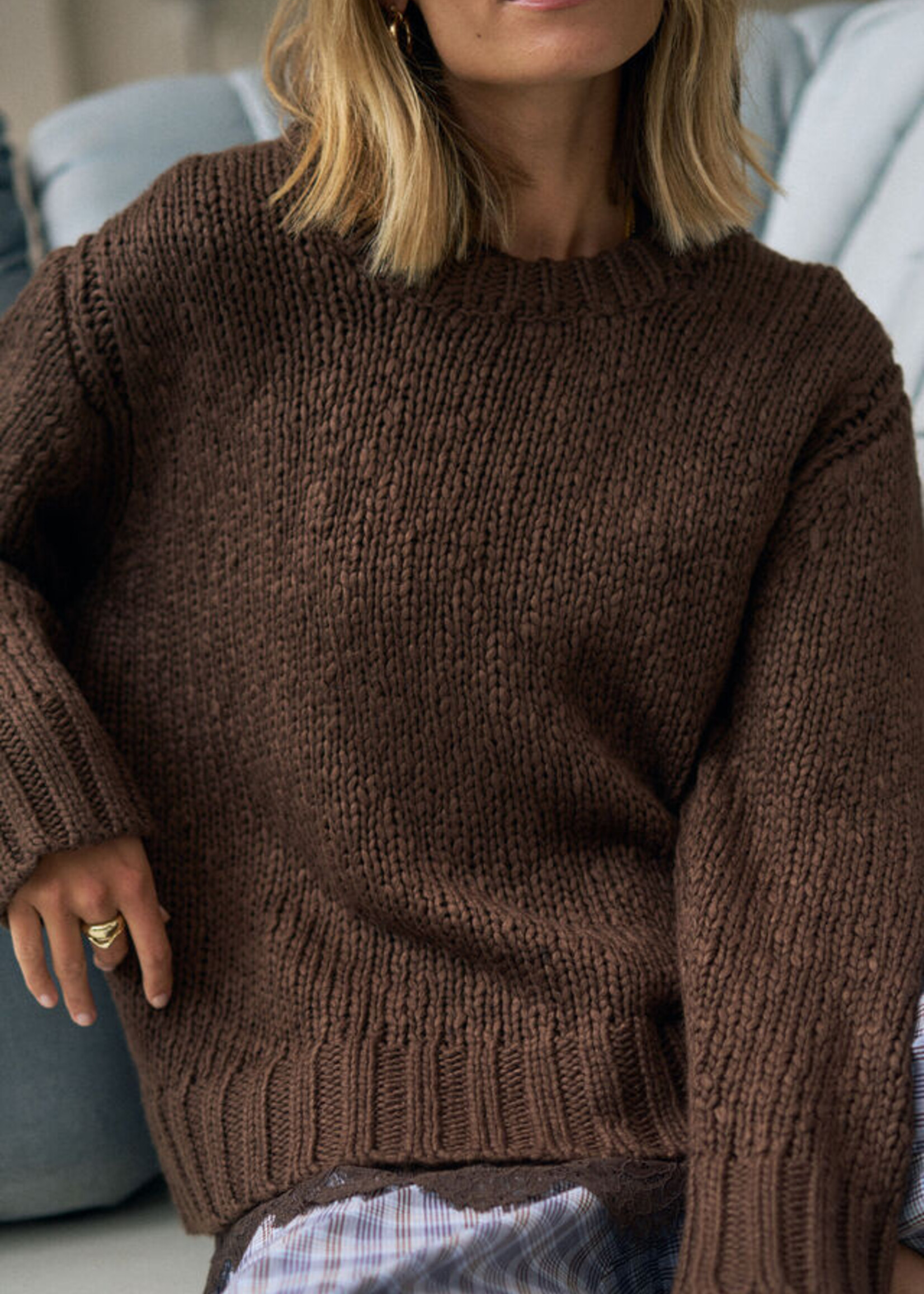 Ceres Life Sage Chunky Knit Crew