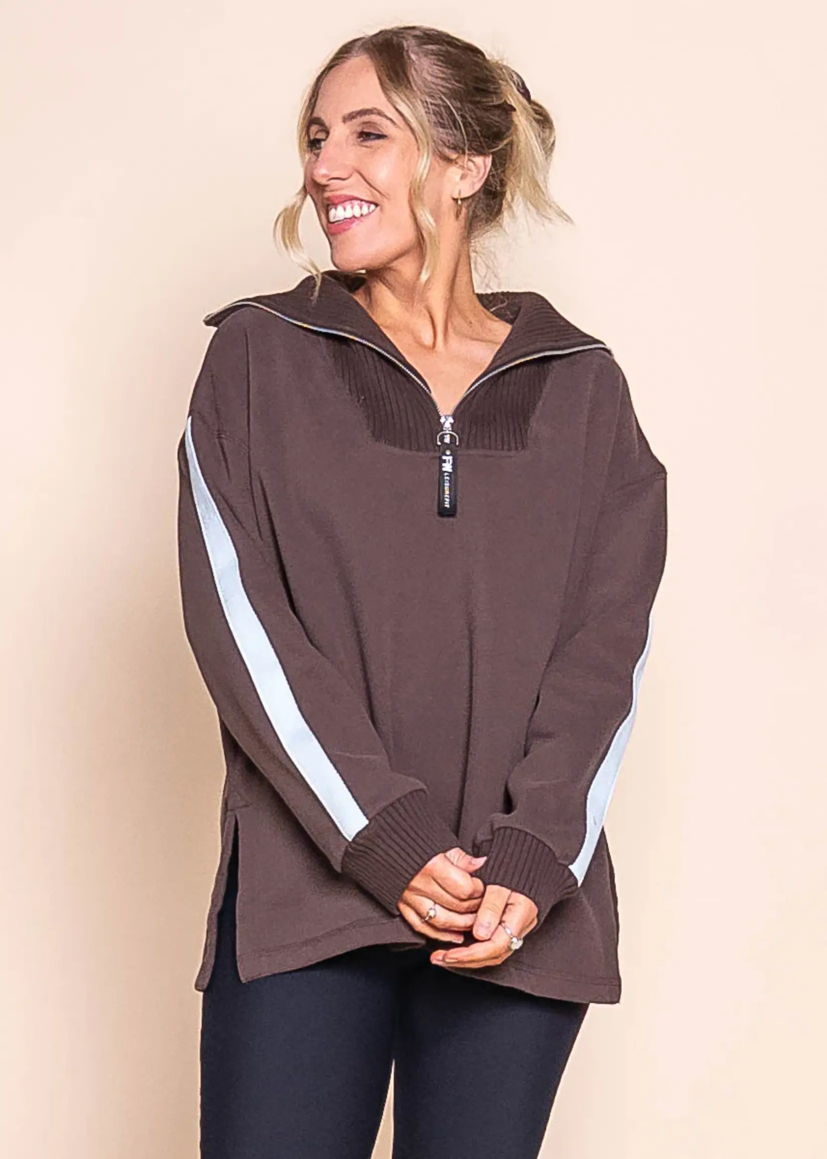 Foxwood Knit Collar Crew - Coffee