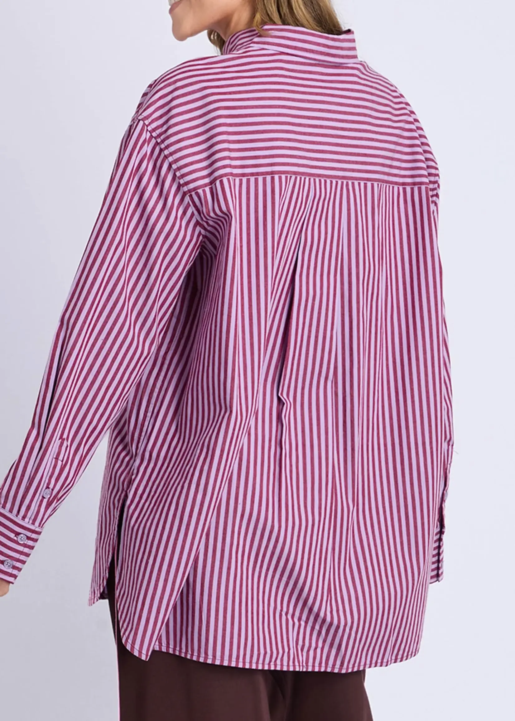 Elm Lifestyle Lila Stripe Shirt - Maroon/Lilac