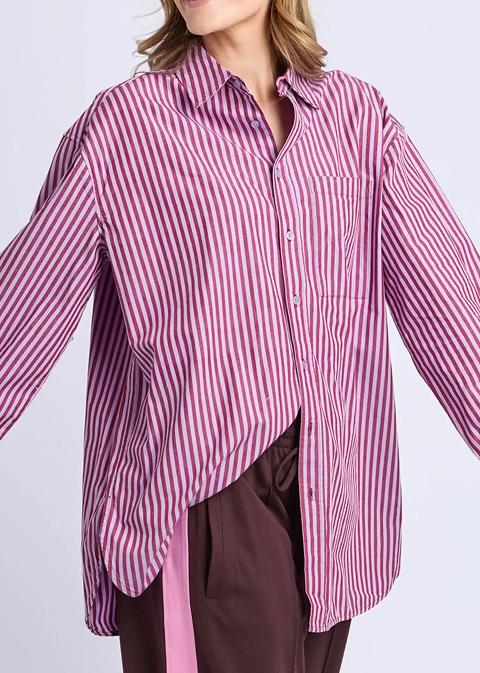 Elm Lifestyle Lila Stripe Shirt - Maroon/Lilac