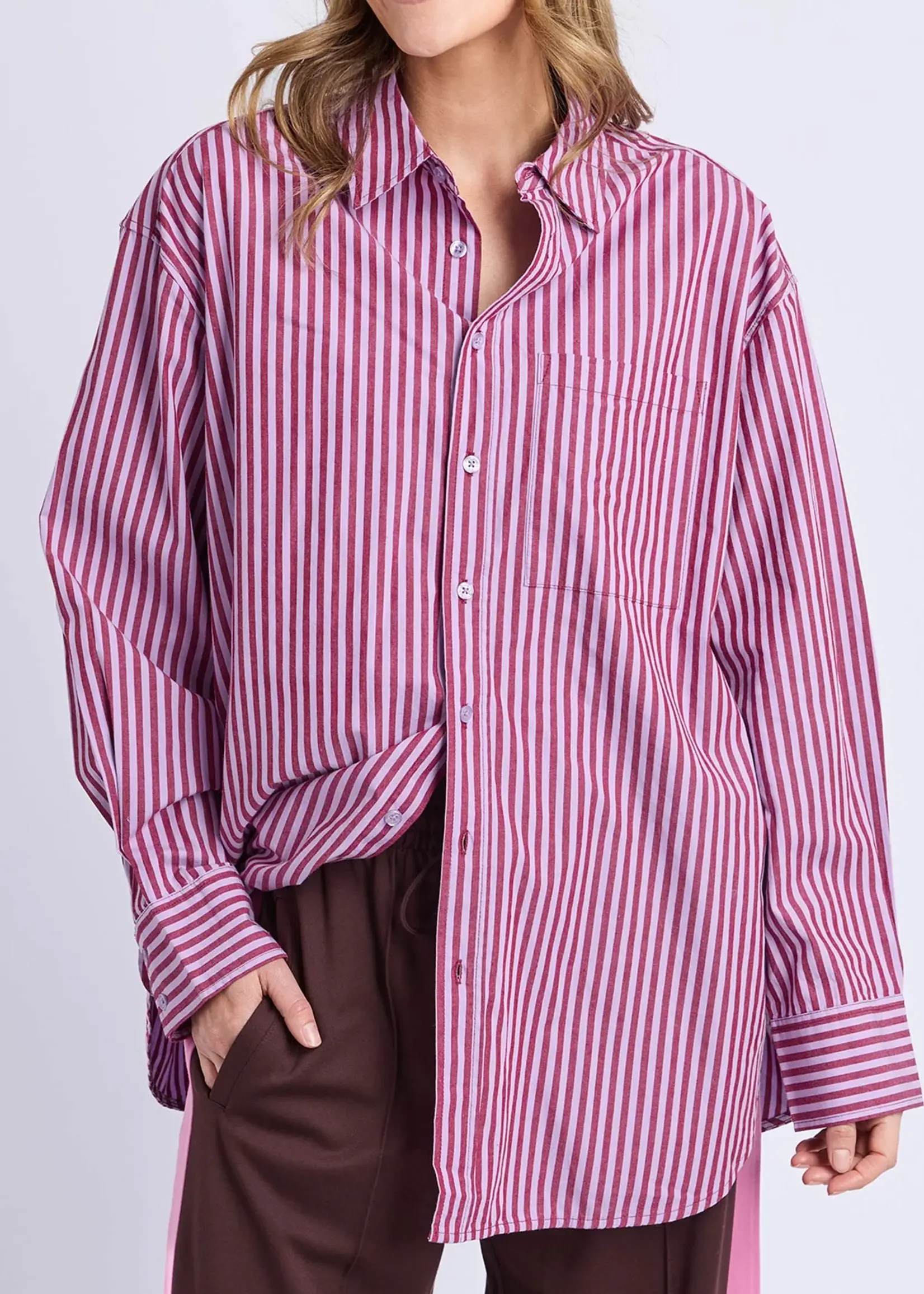Elm Lifestyle Lila Stripe Shirt - Maroon/Lilac