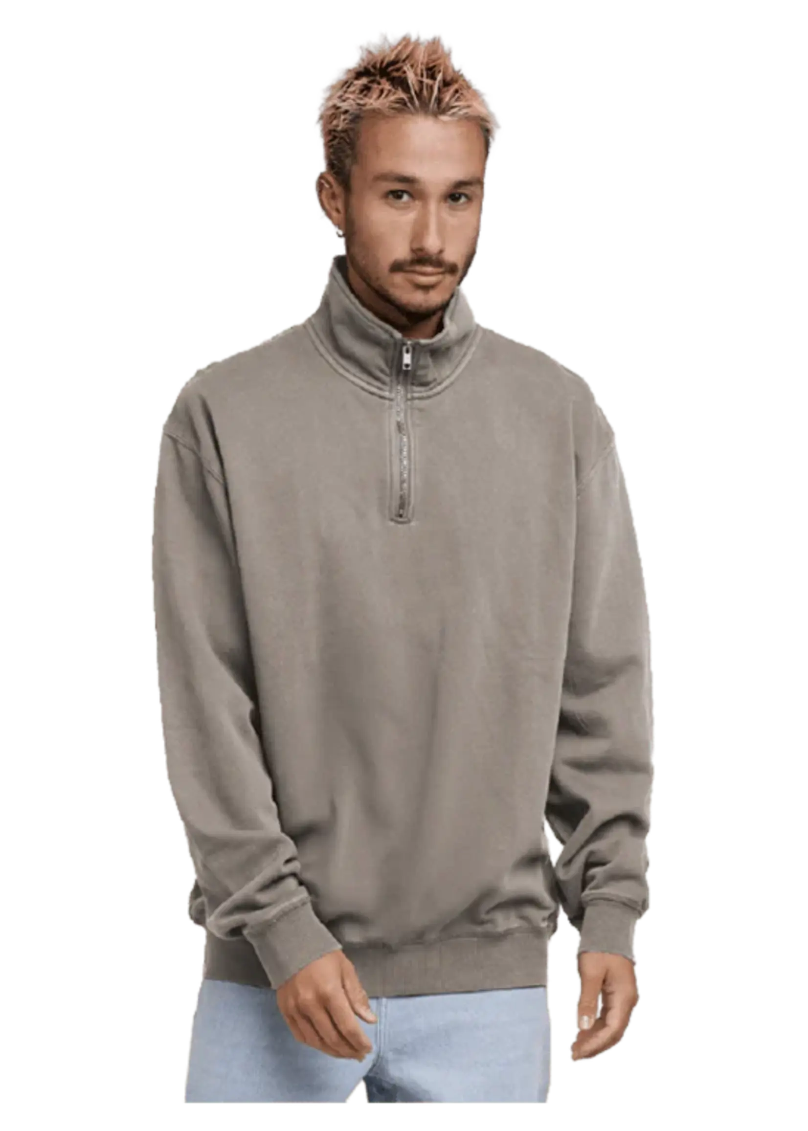 Silent Theory Quater Zip Jumper -Cement