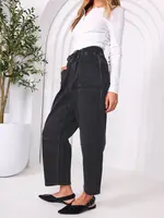 Leo Barrel Jeans - Washed Black