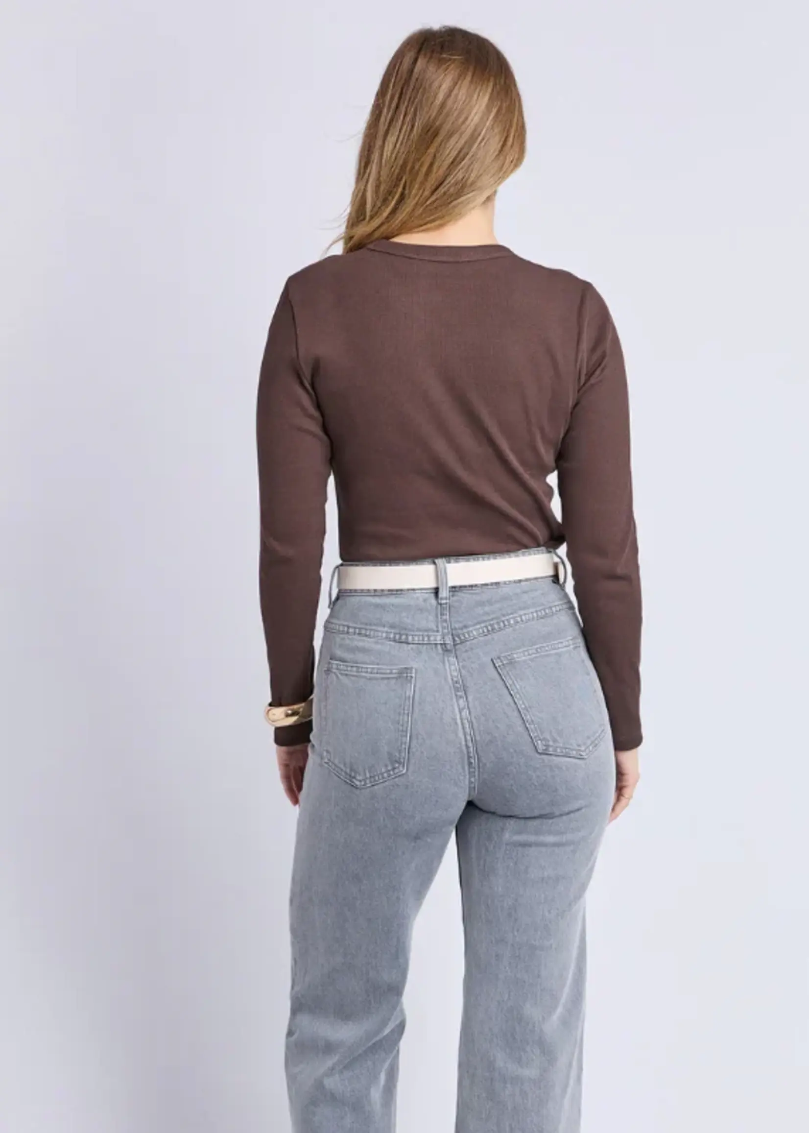 Foxwood Scoop L/S  Rib- Chocolate