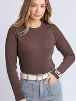 Foxwood Scoop L/S  Rib- Chocolate