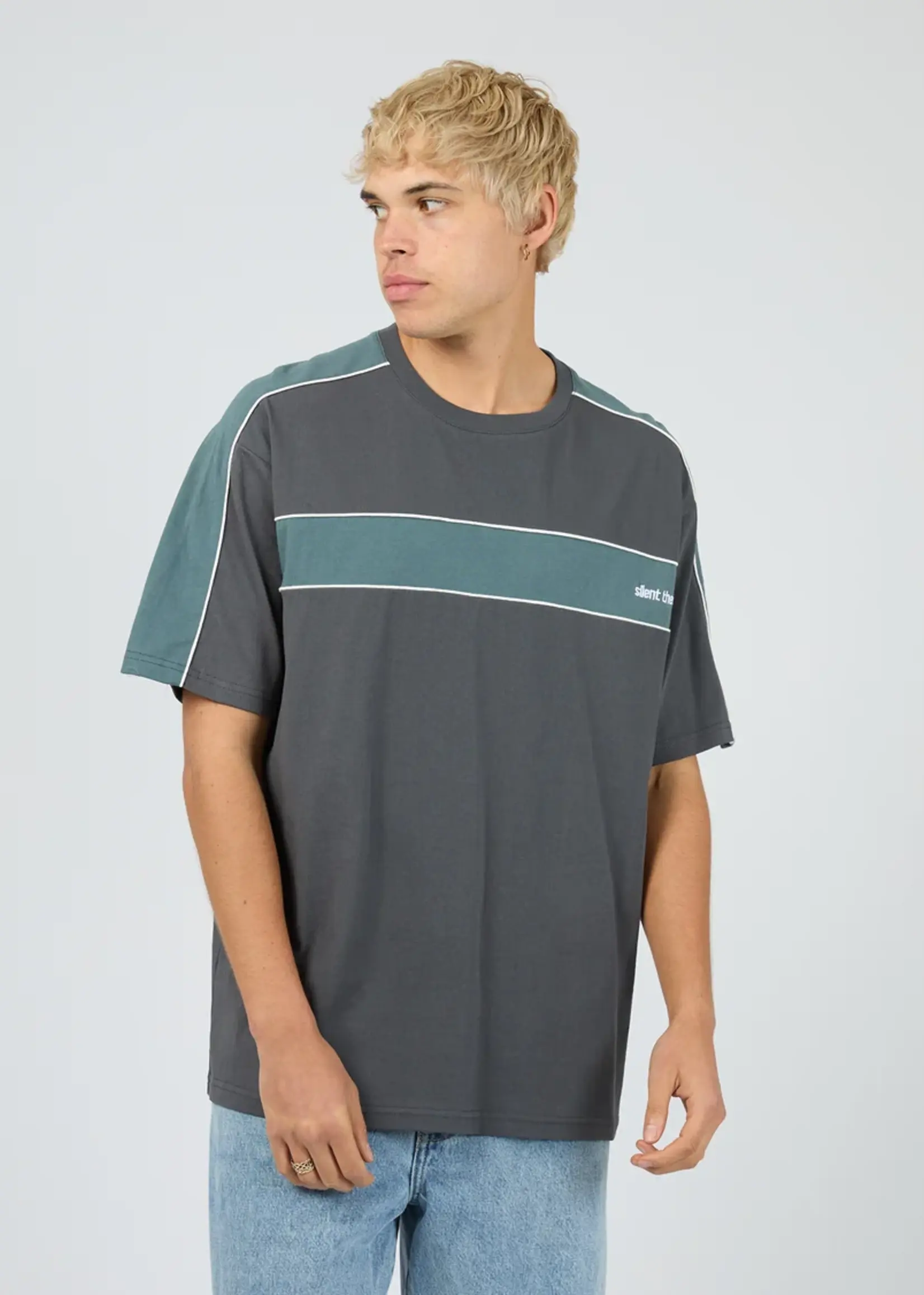 Silent Theory Cutback Panelled Tee -Charcoal