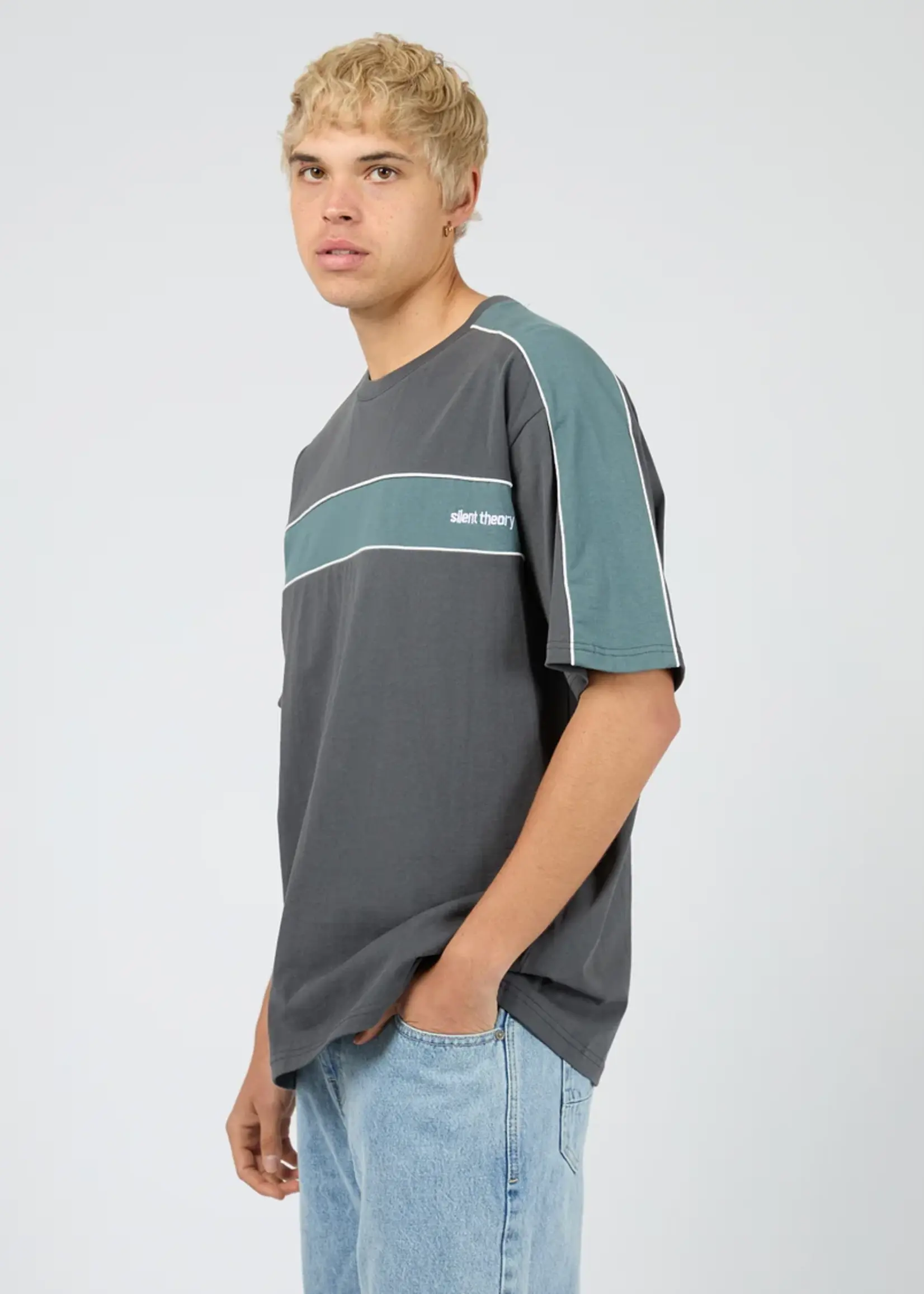 Silent Theory Cutback Panelled Tee -Charcoal