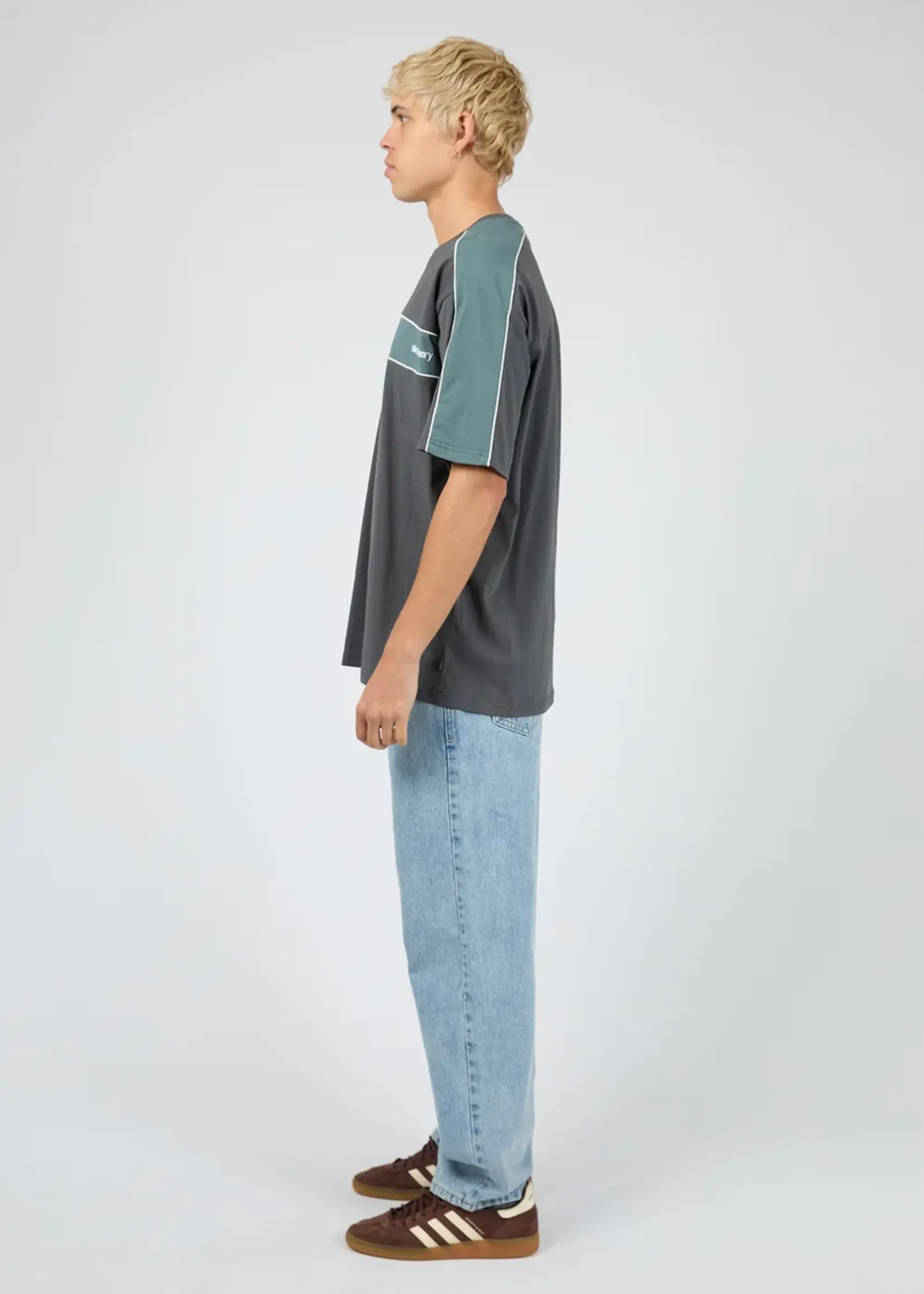 Silent Theory Cutback Panelled Tee -Charcoal