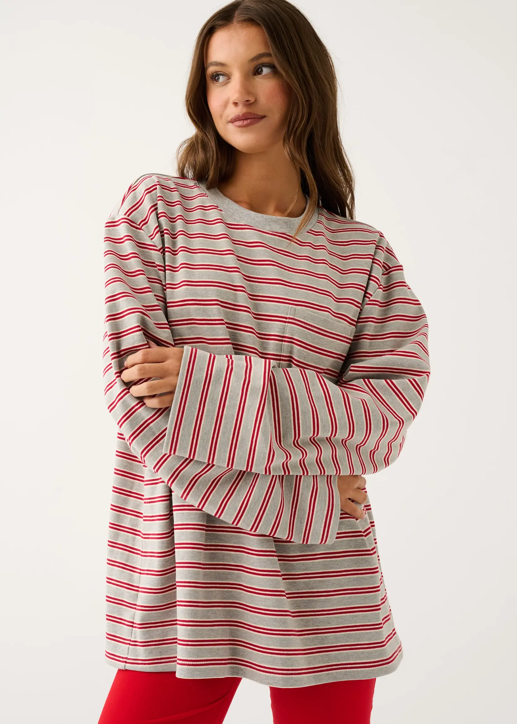 cartel and willow Harley Long Sleeve - Grey Marle Stripe