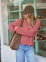 Ceres Life Beau Long Sleeve Slouchy Tee - Mulberry/Red/Stone Stripe