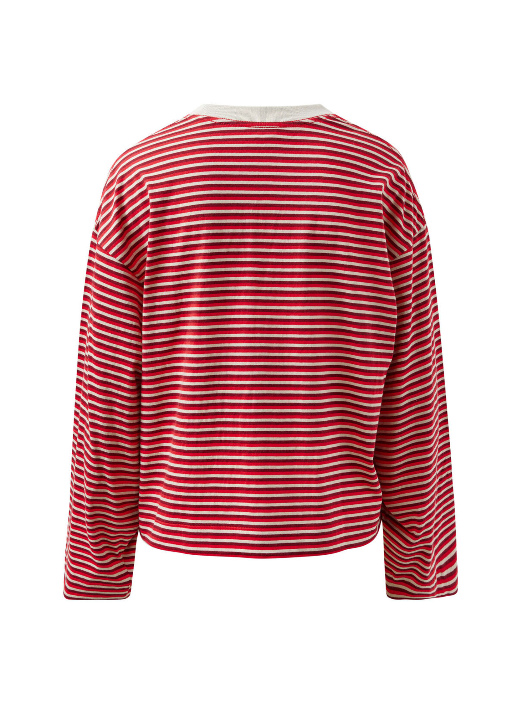 Ceres Life Beau Long Sleeve Slouchy Tee - Mulberry/Red/Stone Stripe