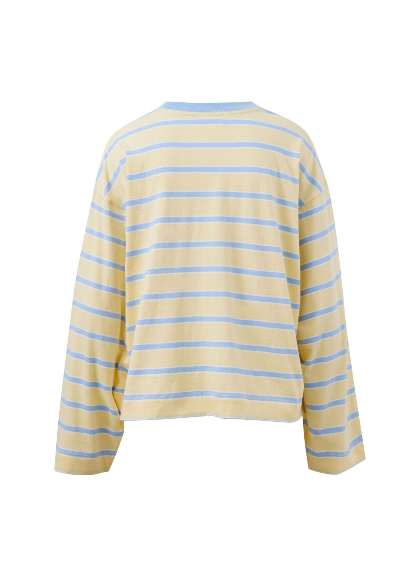 Ceres Life Beau Long Sleeve Slouchy Tee - Butter/China Blue stripe