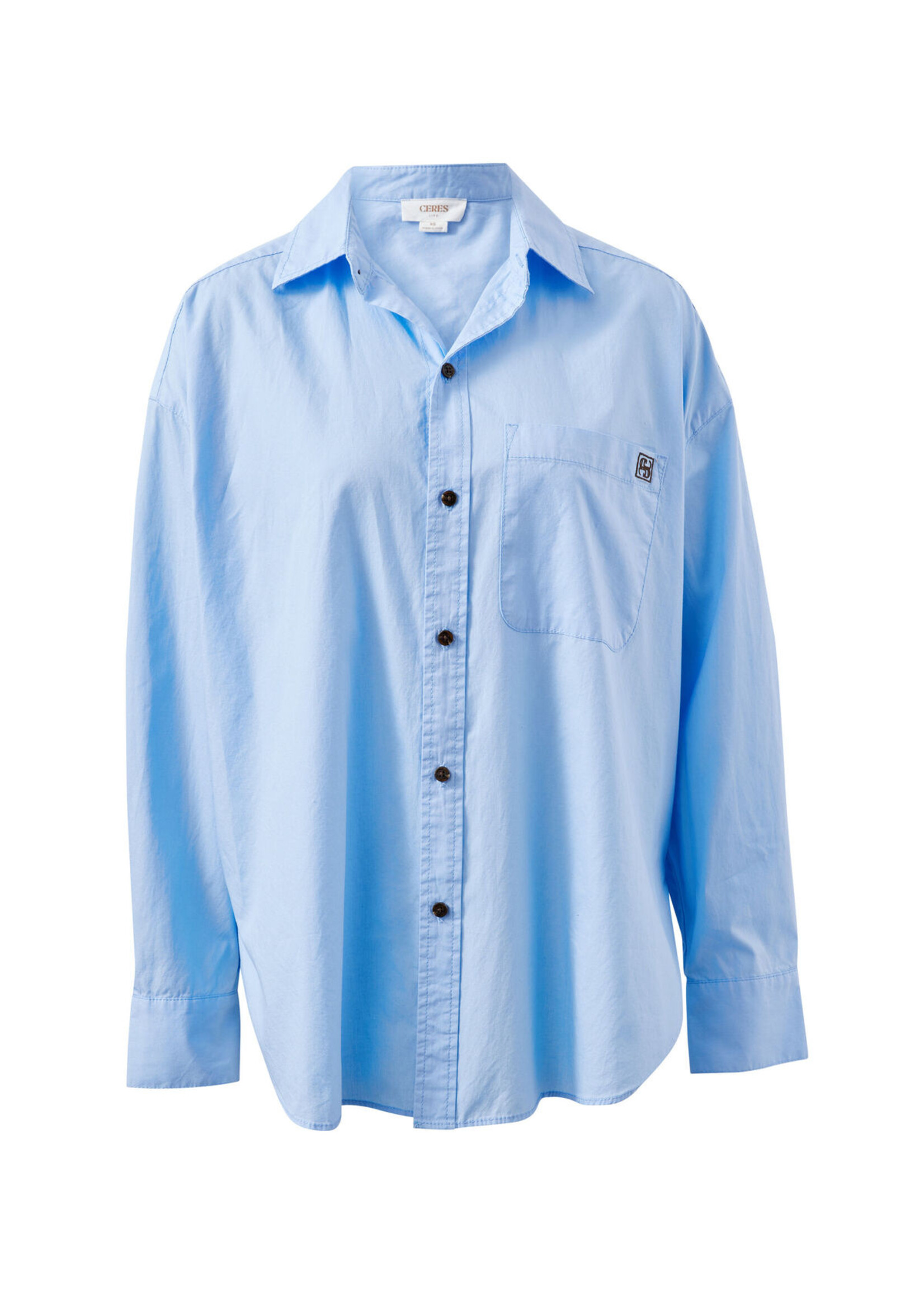 Ceres Life Peta Oversized Shirt - Sky Blue