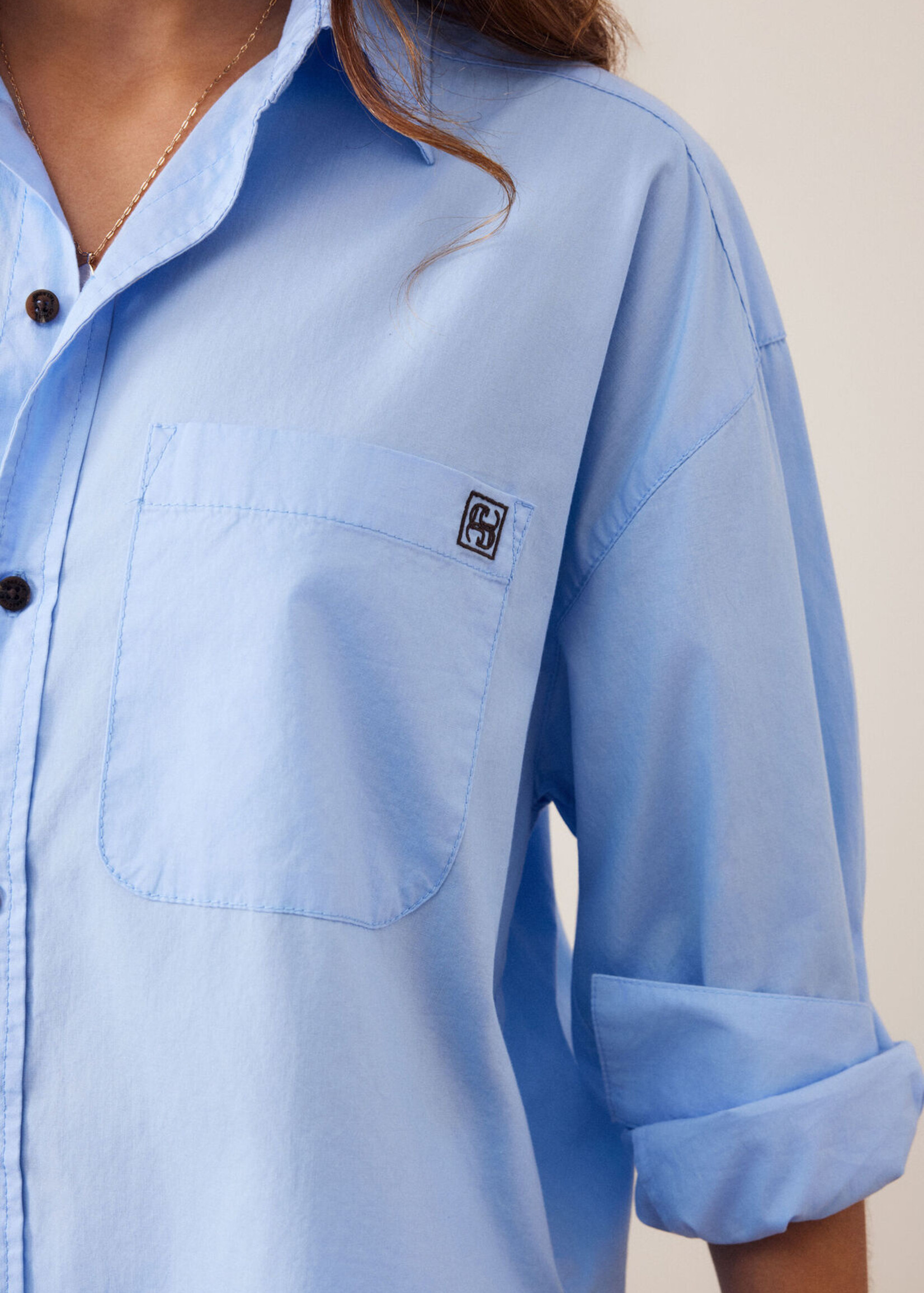 Ceres Life Peta Oversized Shirt - Sky Blue