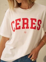 Ceres Life Stevie Slouchy Tee - White Chilli Red Varsity