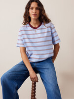 Ceres Life Stevie Slouchy Tee - China Blue/Mulberry White Strip