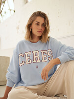 Ceres Life Isla Oversized Slouchy Crew - China Blue/Mulberry Heritage Outline