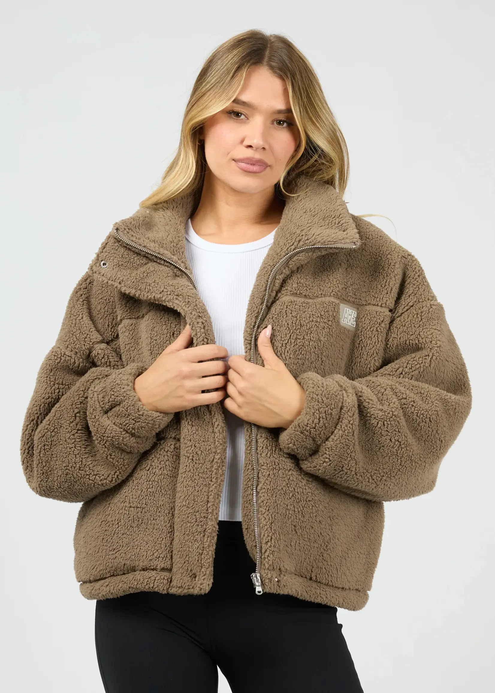 All About Eve Cosy Club Teddy Jacket - Mocha