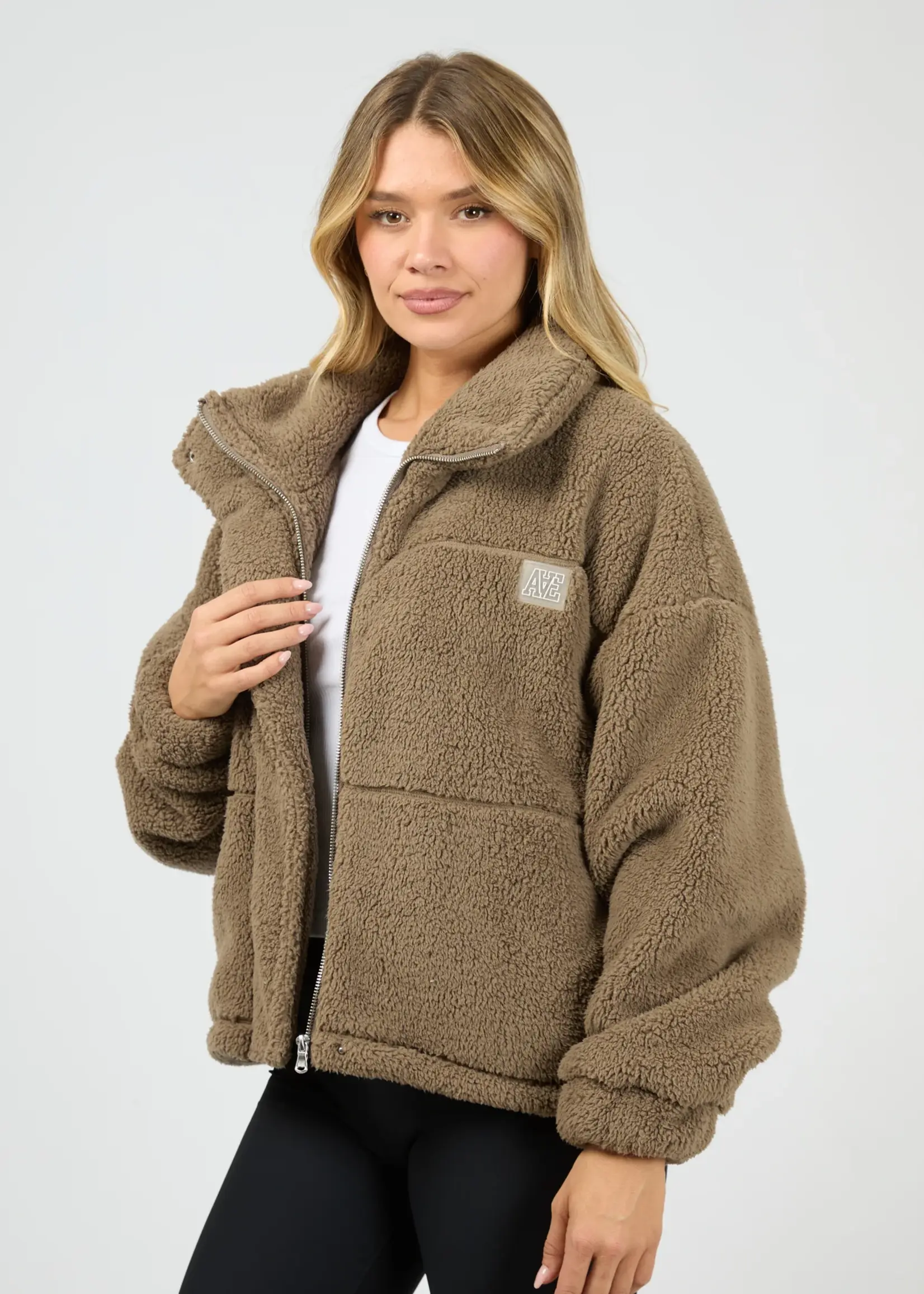 All About Eve Cosy Club Teddy Jacket - Mocha