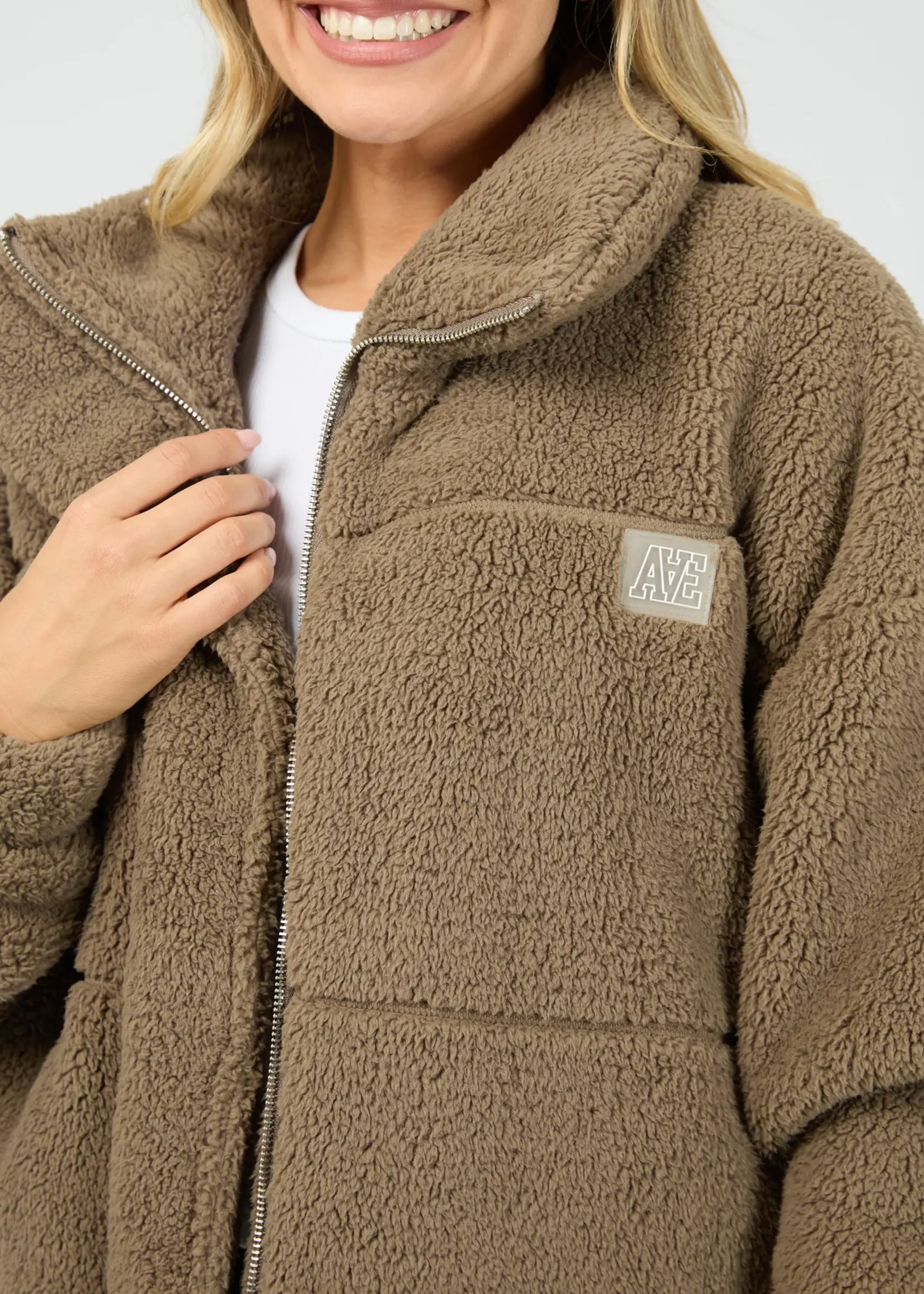All About Eve Cosy Club Teddy Jacket - Mocha