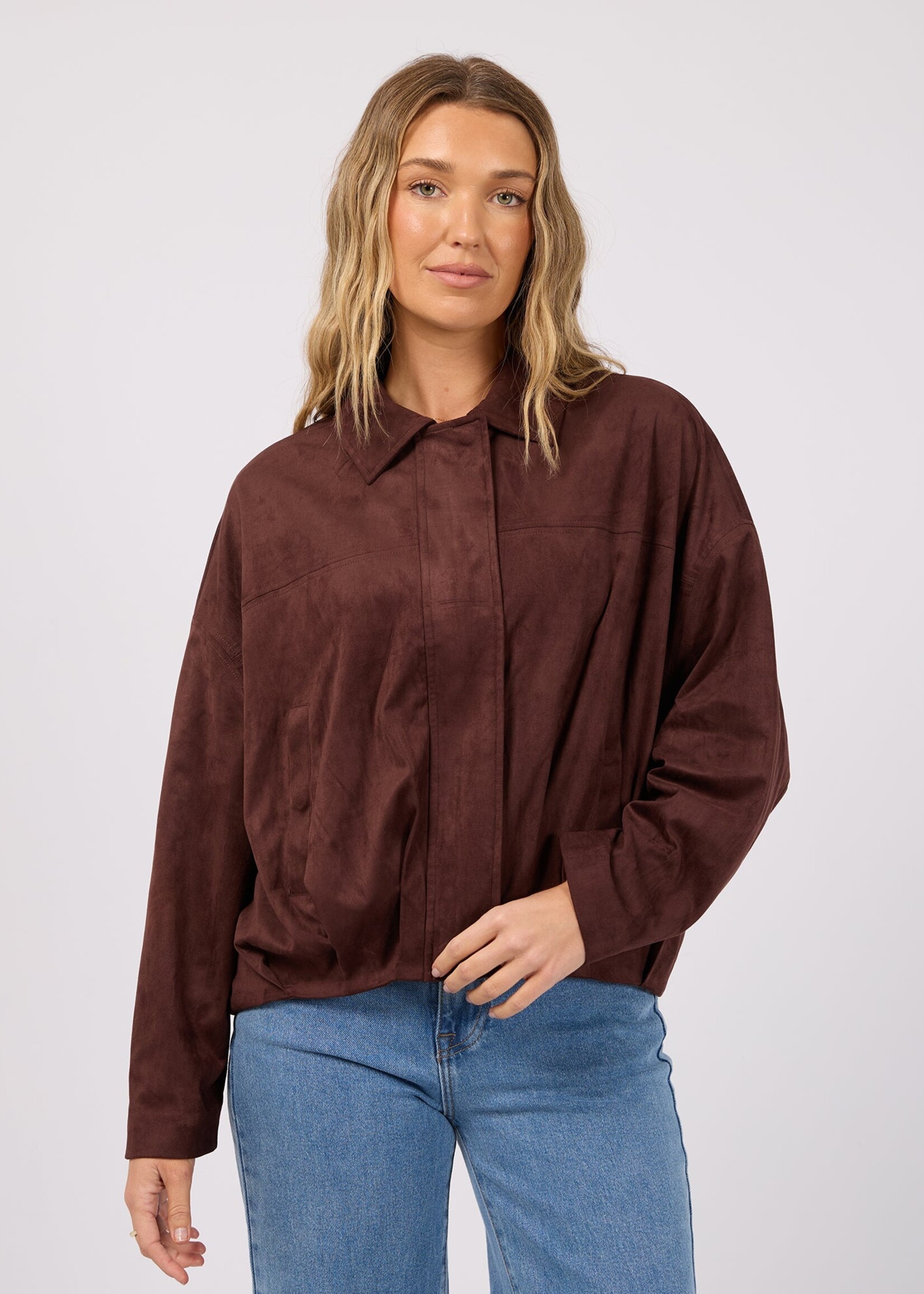 All About Eve Haze Faux Suede Jacket - Chocolate