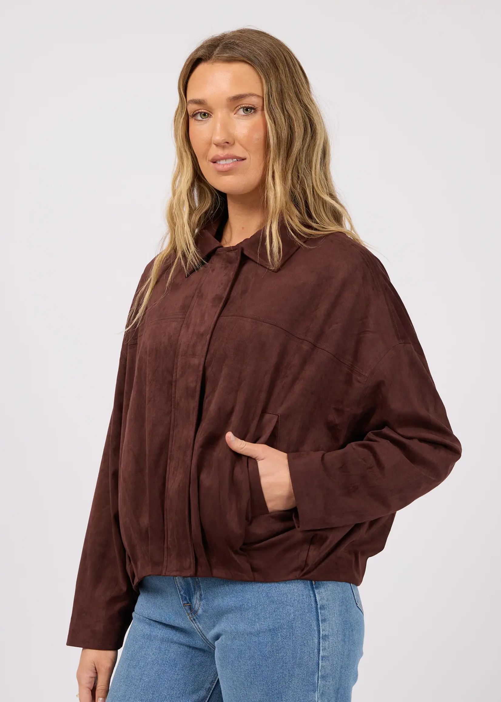 All About Eve Haze Faux Suede Jacket - Chocolate