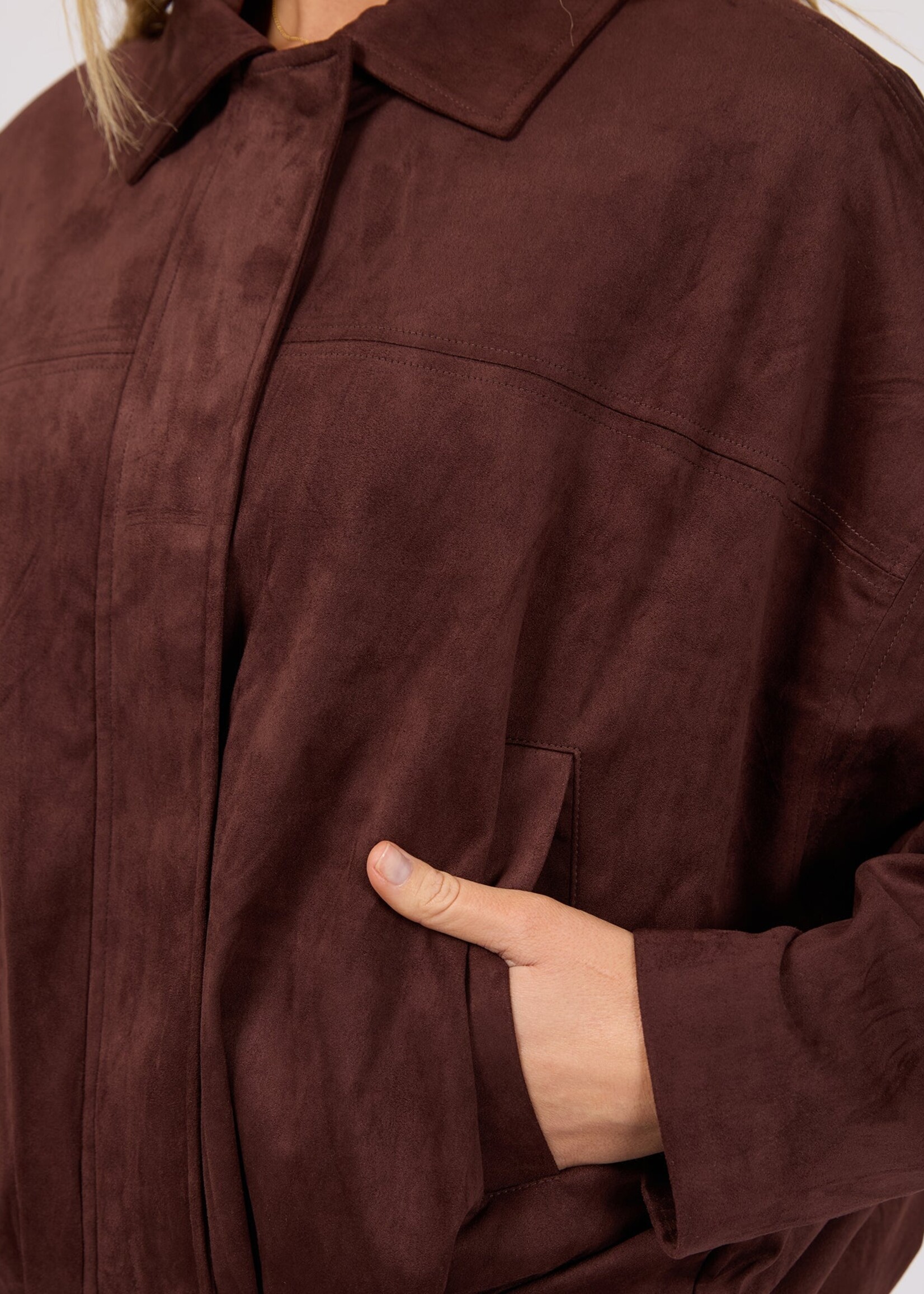 All About Eve Haze Faux Suede Jacket - Chocolate