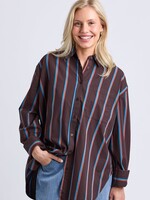 Elm Lifestyle Saltair Shirt - Choc/Blue Stripe