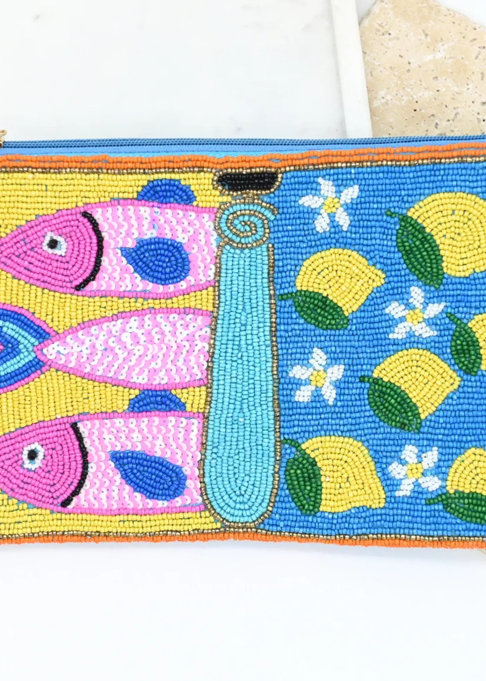 Anna Nova Fish/Lemon Beaded Clutch