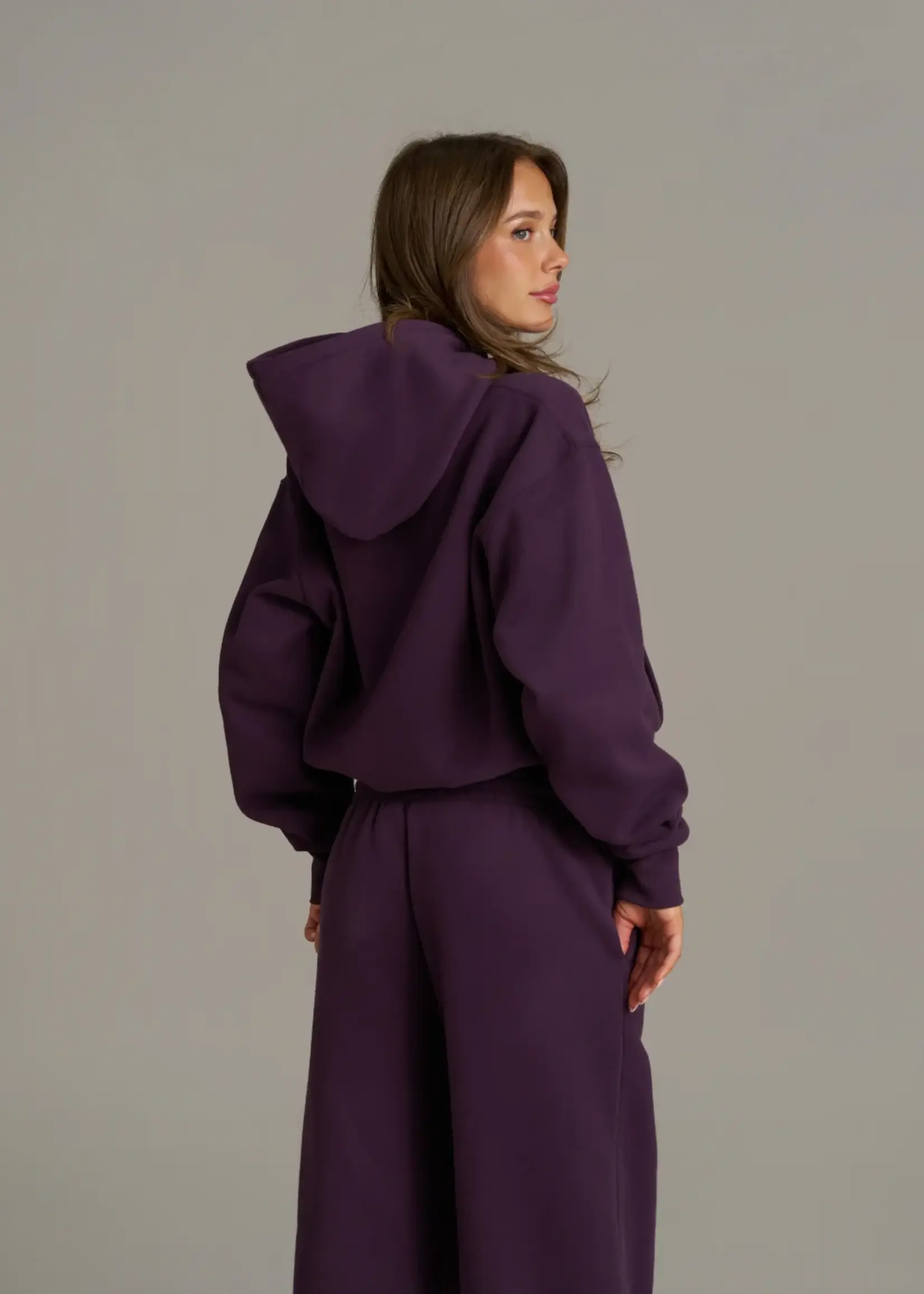 Boxy Adjustable Hoodie - Plum