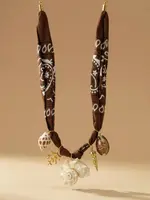 Goupi Brown Bandana Scarf Shell Necklace