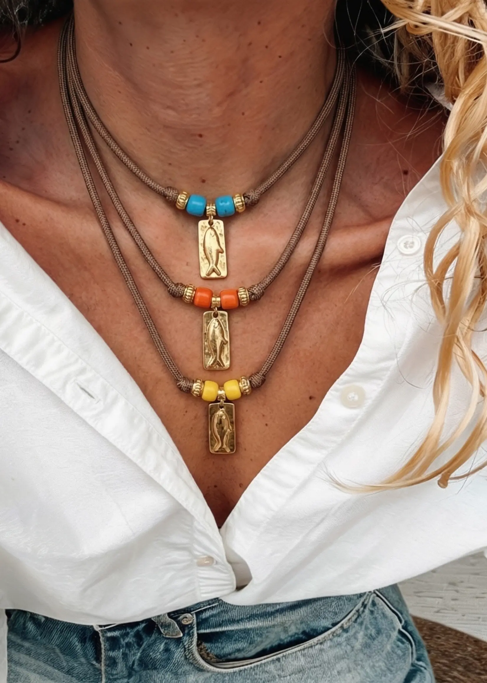 Goupi Layered Cord Fish Charm
