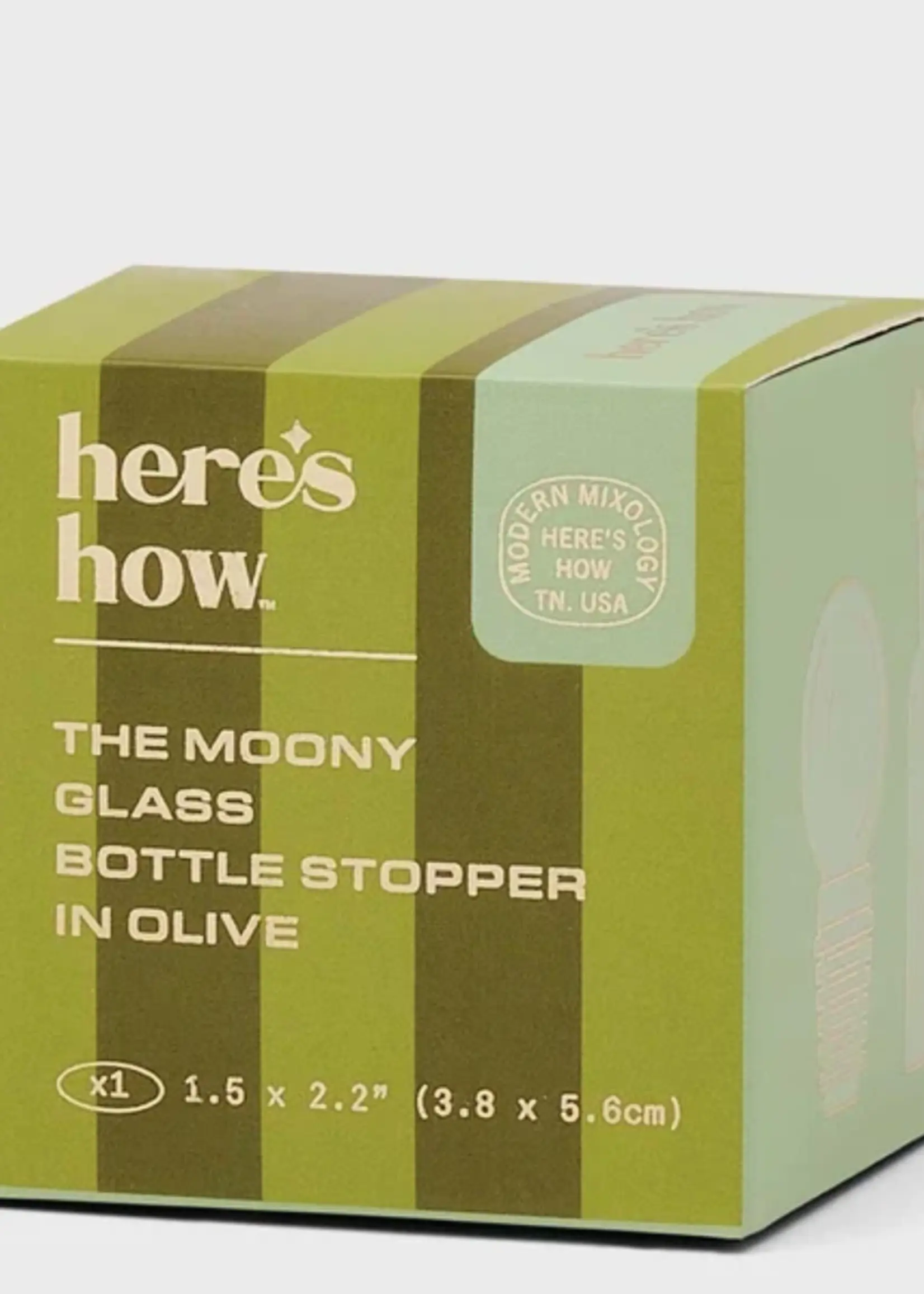 Design Works The Moony Glass Bottle Stopper Olive