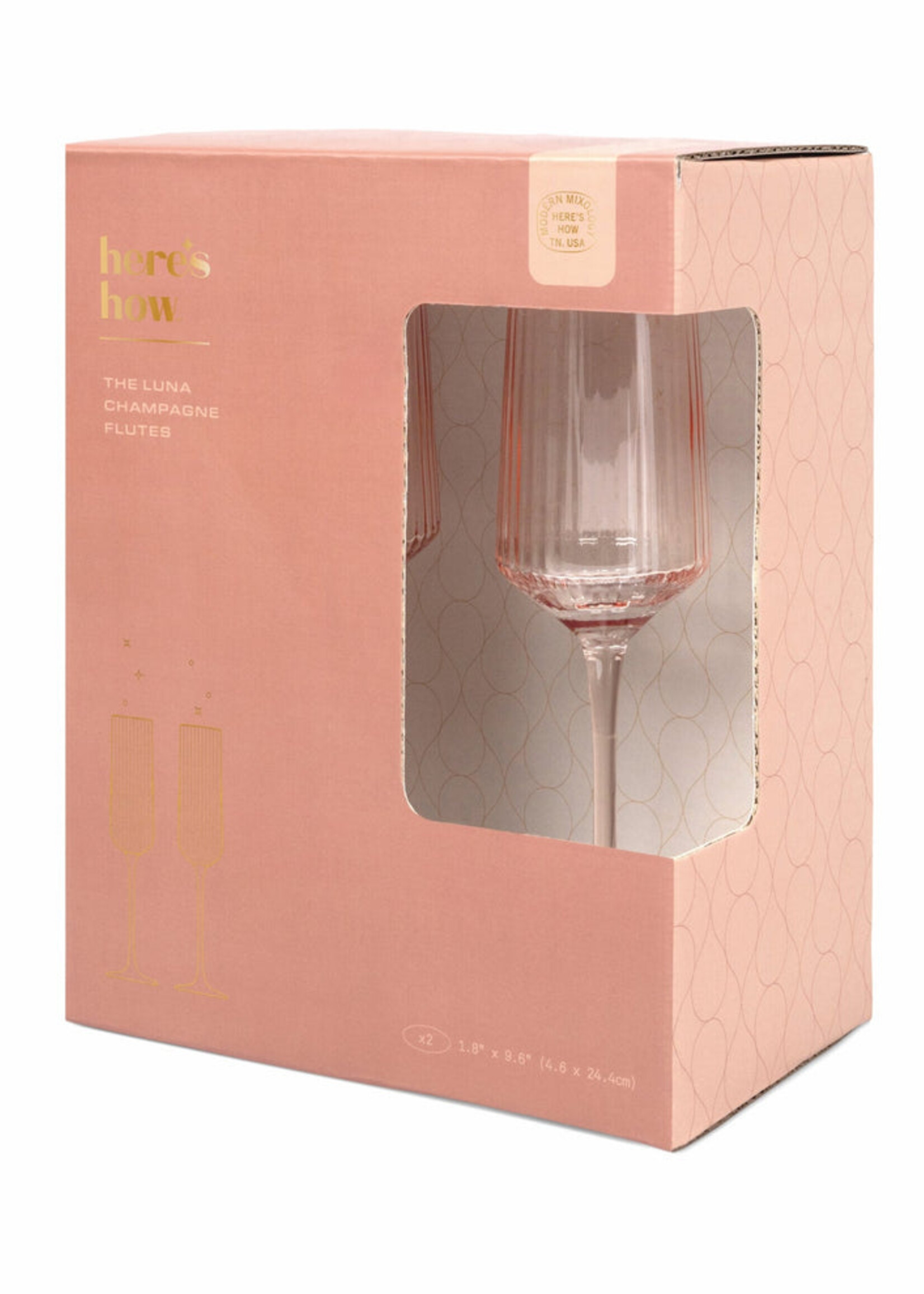 The Luna Set of 2  Champagne Flutes - Blush