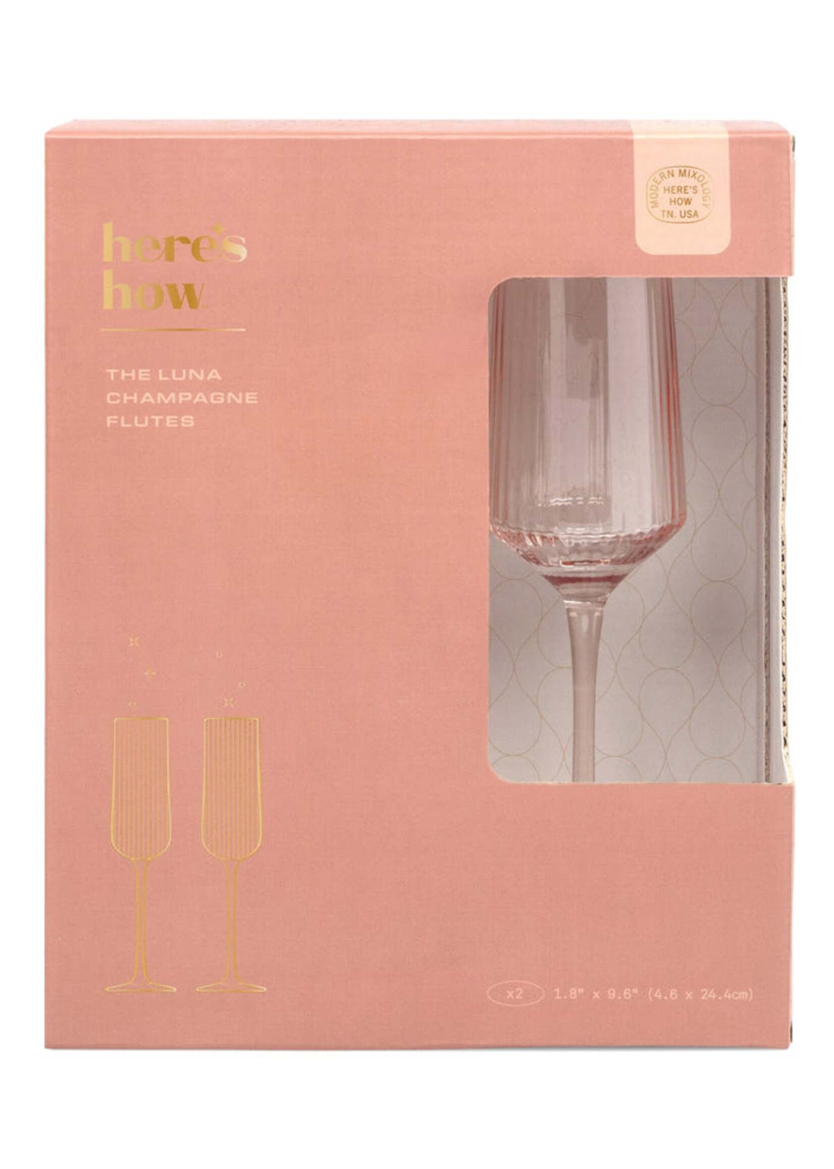 The Luna Set of 2  Champagne Flutes - Blush