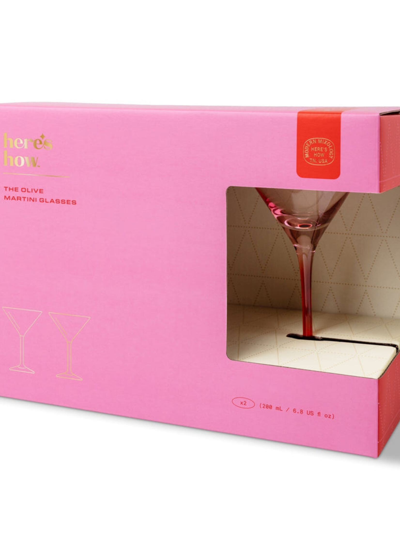 Design Works The Olive Martini Glass Set of 2 Pink & Red