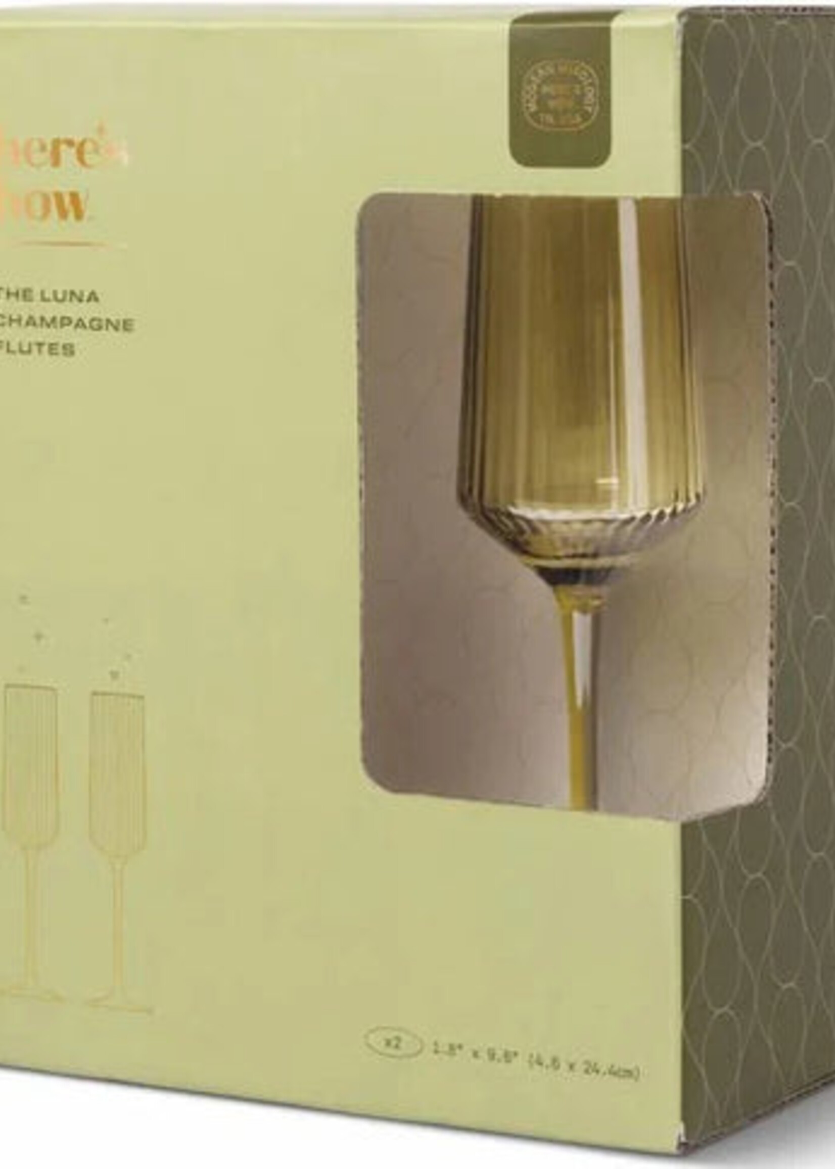 The Luna Set of 2  Champagne Flutes - Olive