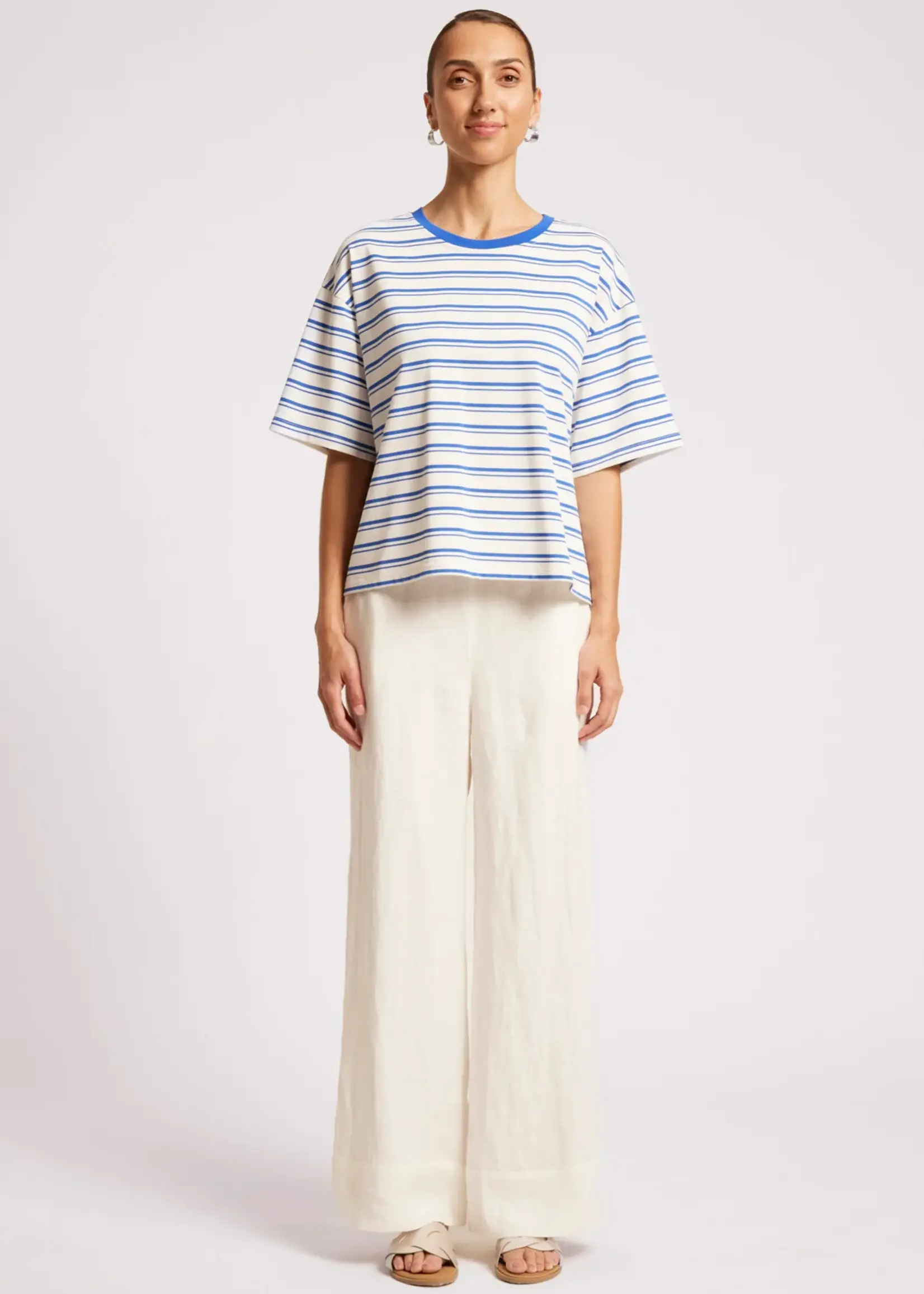 EB & Ive Paloma Striped Tshirt - Azure/White