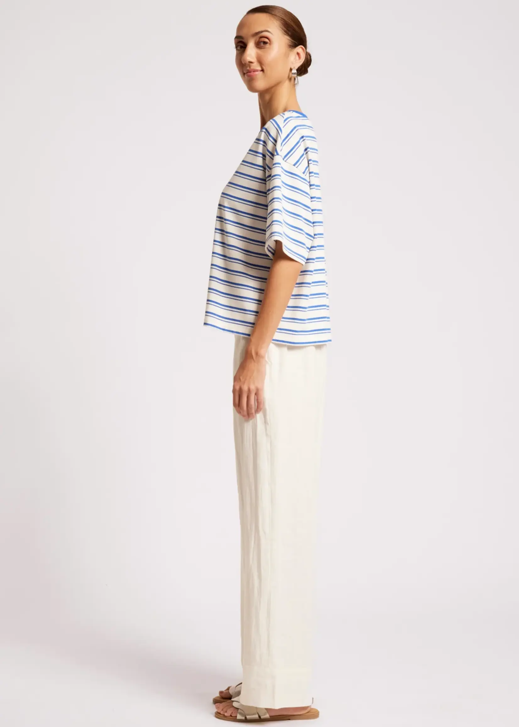 EB & Ive Paloma Striped Tshirt - Azure/White
