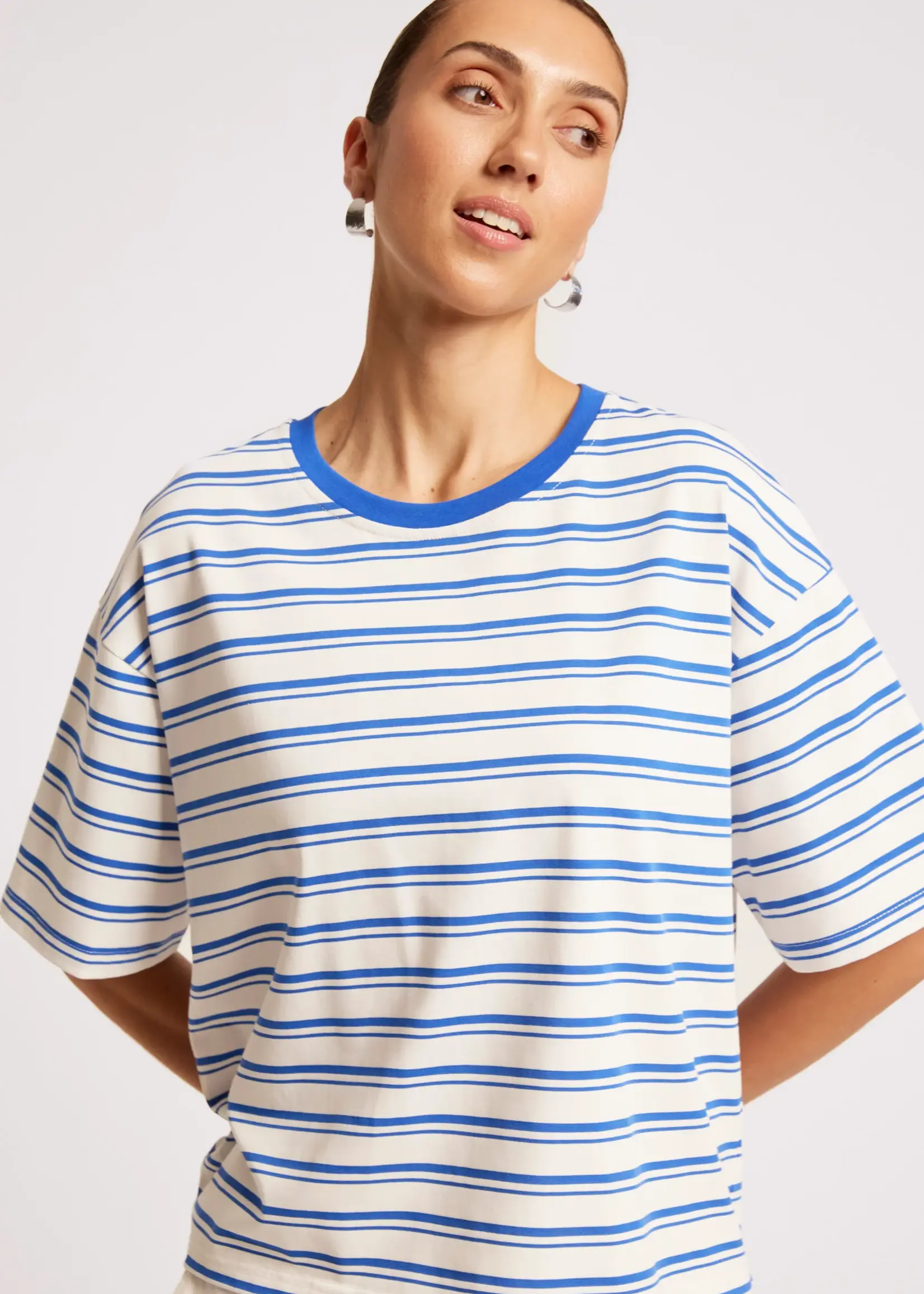 EB & Ive Paloma Striped Tshirt - Azure/White