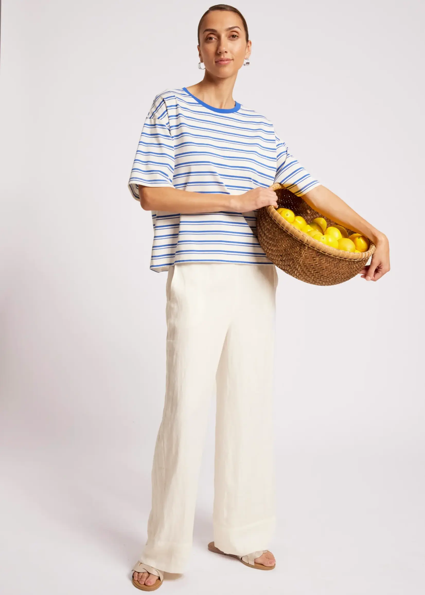 EB & Ive Paloma Striped Tshirt - Azure/White