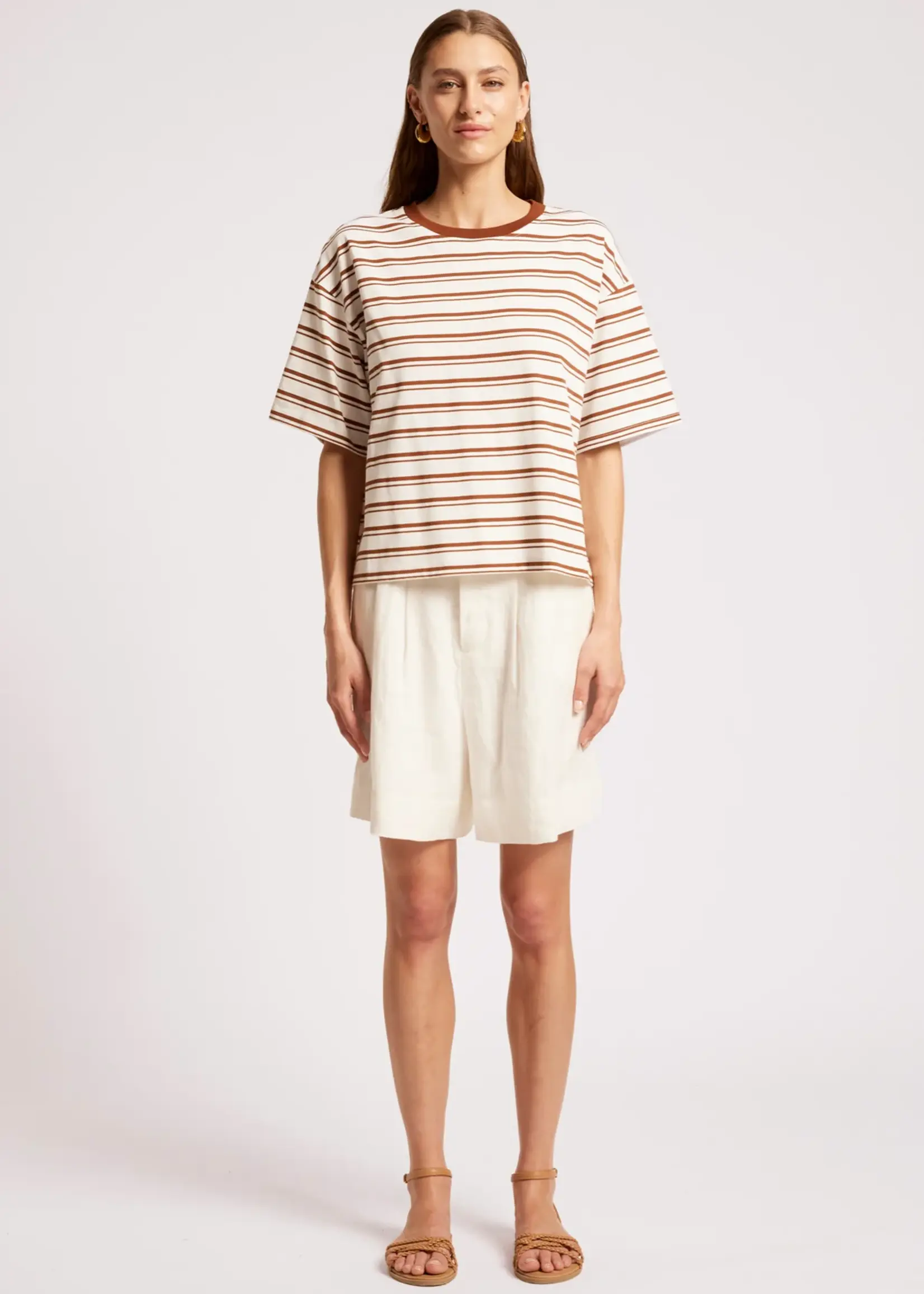 EB & Ive Paloma Striped T-shirt - Dune/White