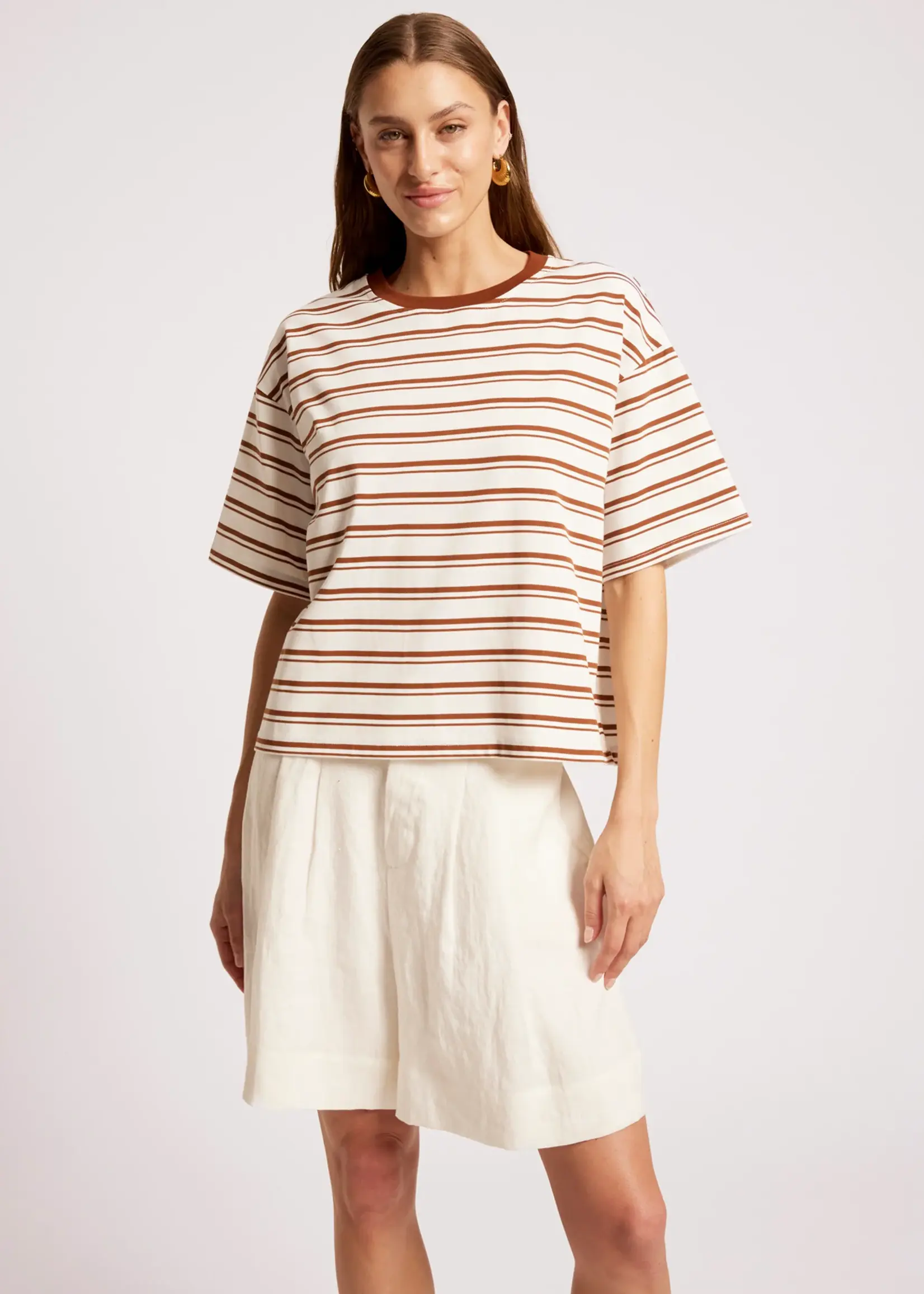 EB & Ive Paloma Striped T-shirt - Dune/White