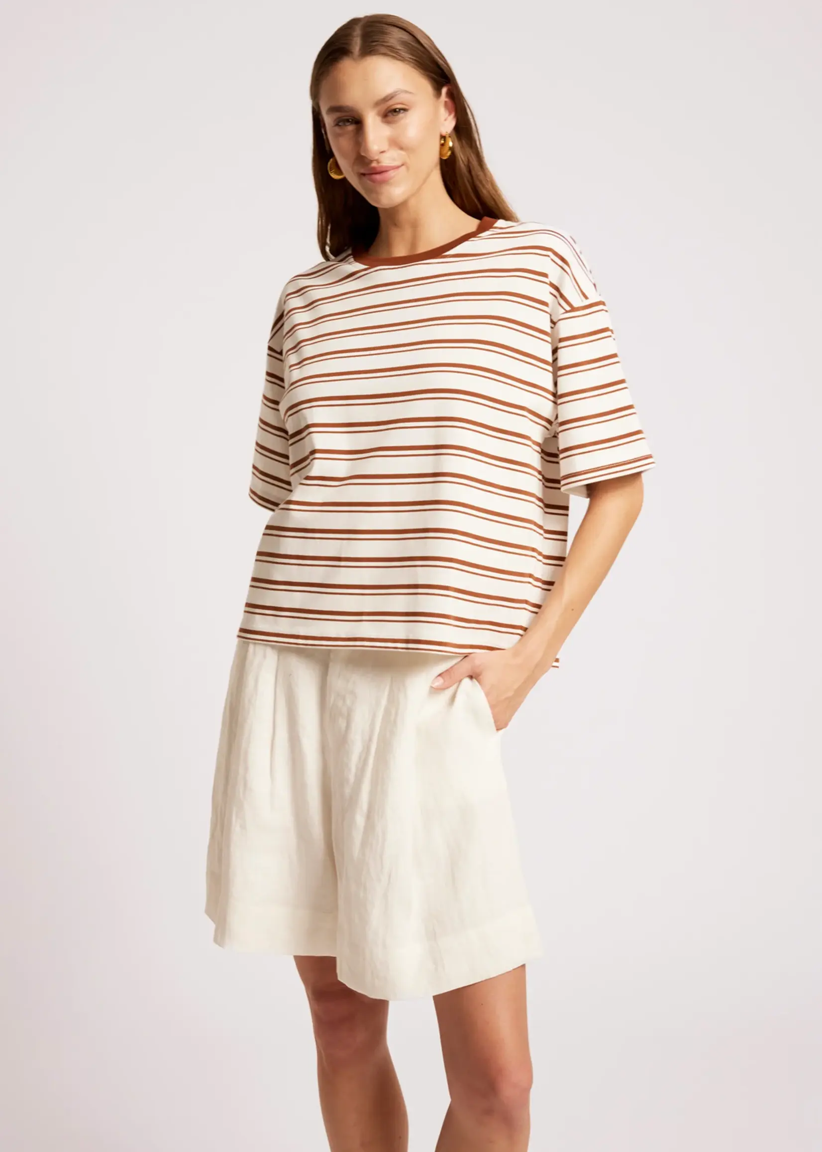 EB & Ive Paloma Striped T-shirt - Dune/White