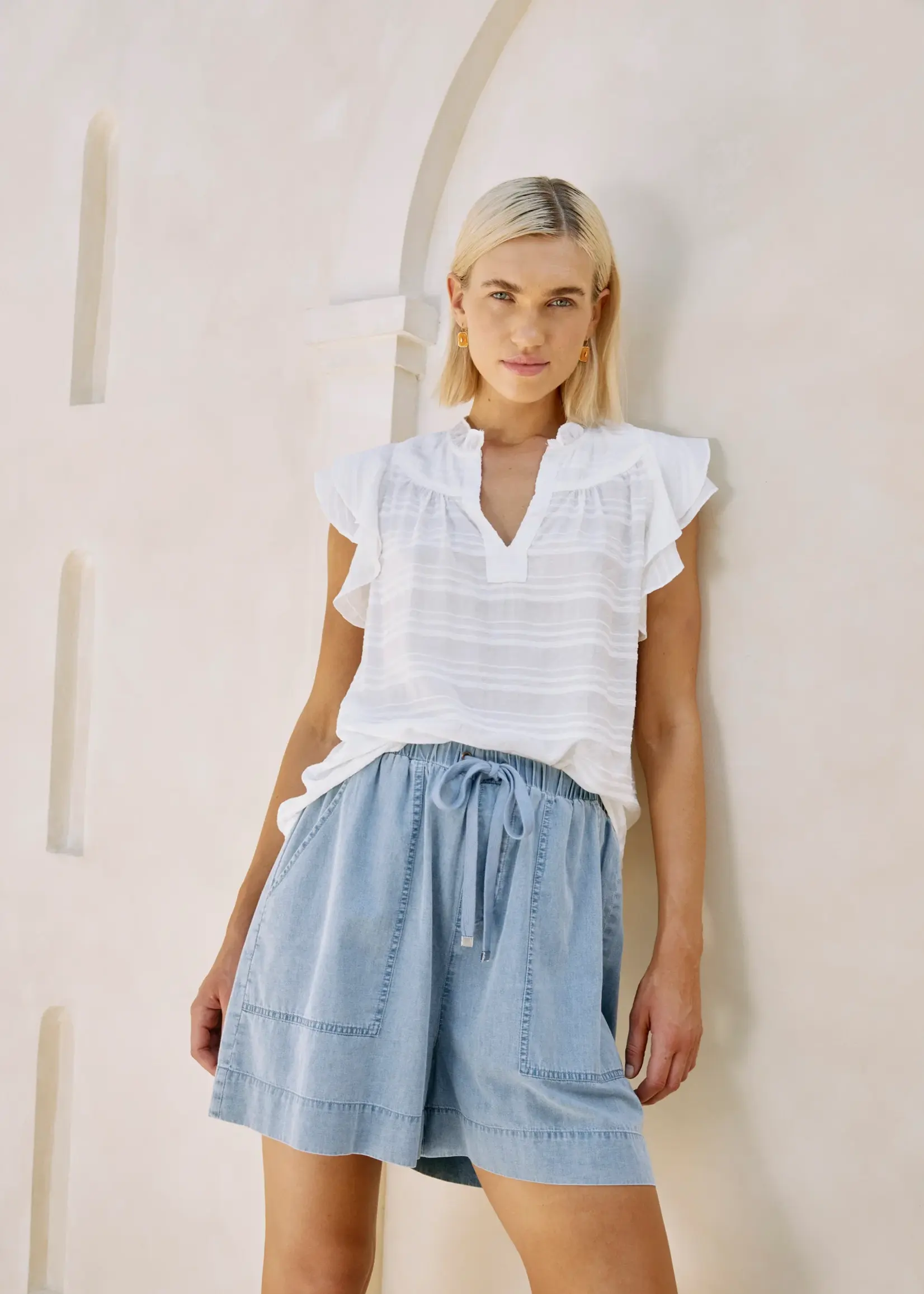 EB & Ive Sovana Frill Tank - White