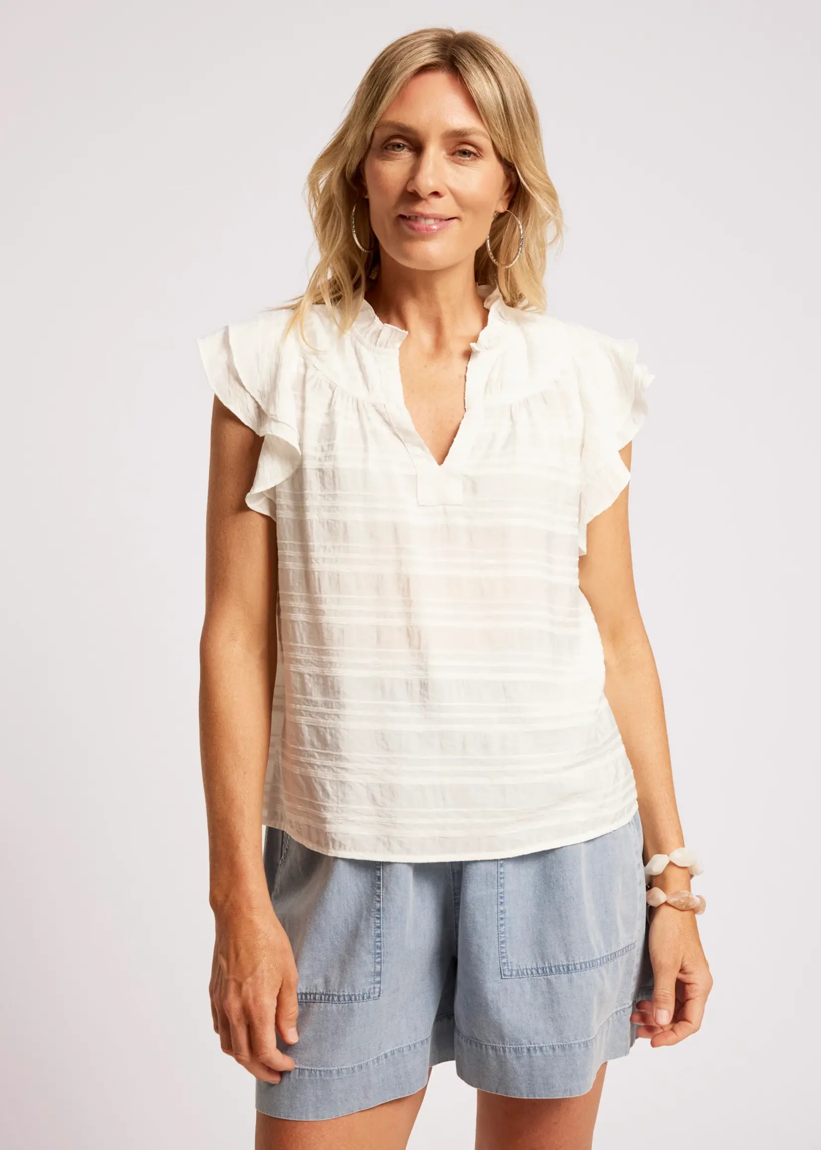 EB & Ive Sovana Frill Tank - White